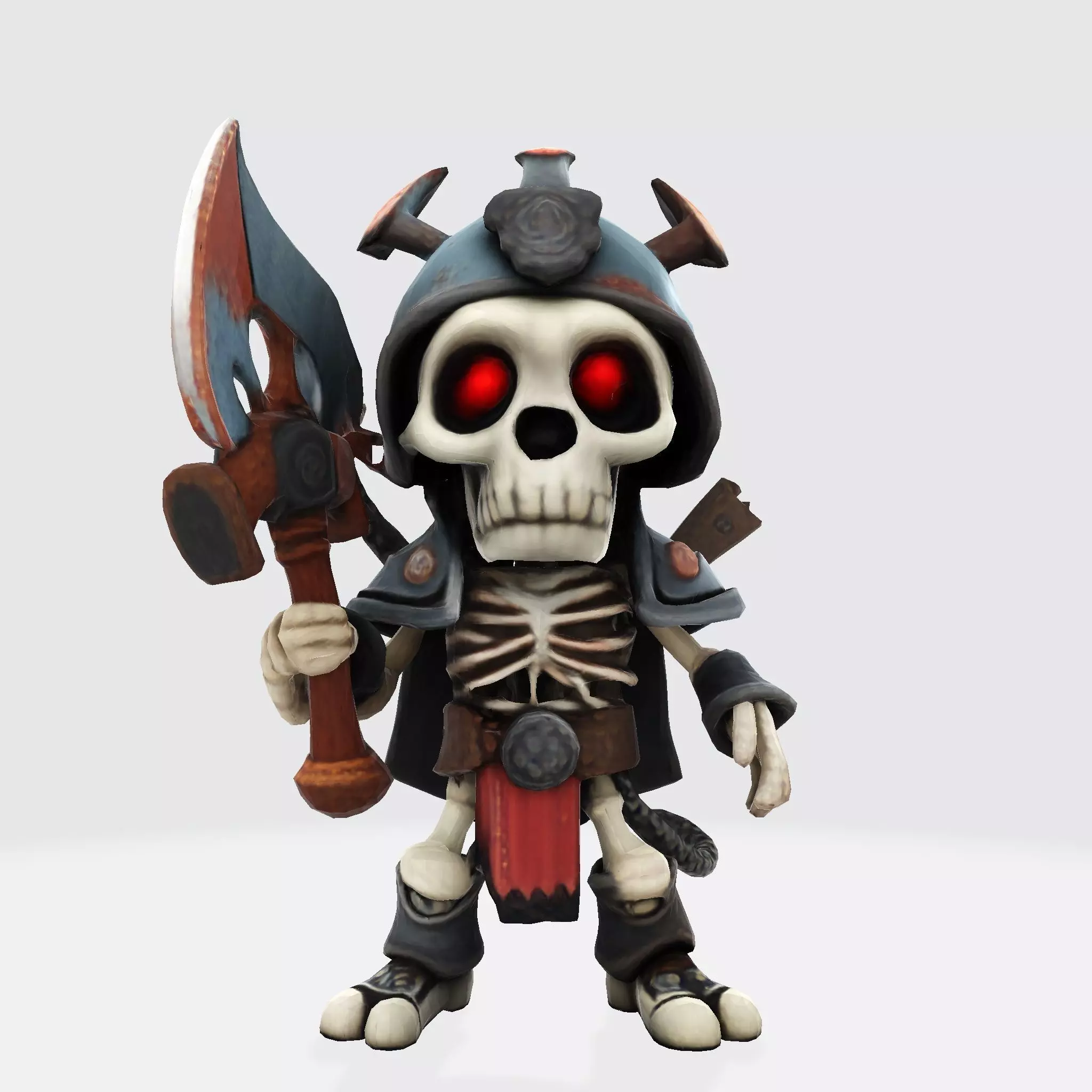 Low Poly Cute Skeleton Warrior 3D Model Print Ready 3D print model_17