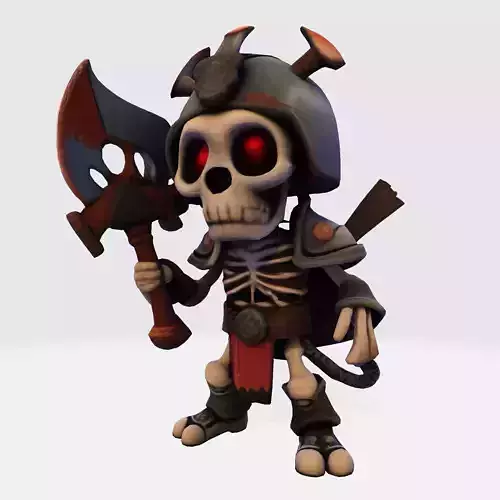 Low Poly Cute Skeleton Warrior 3D Model Print Ready