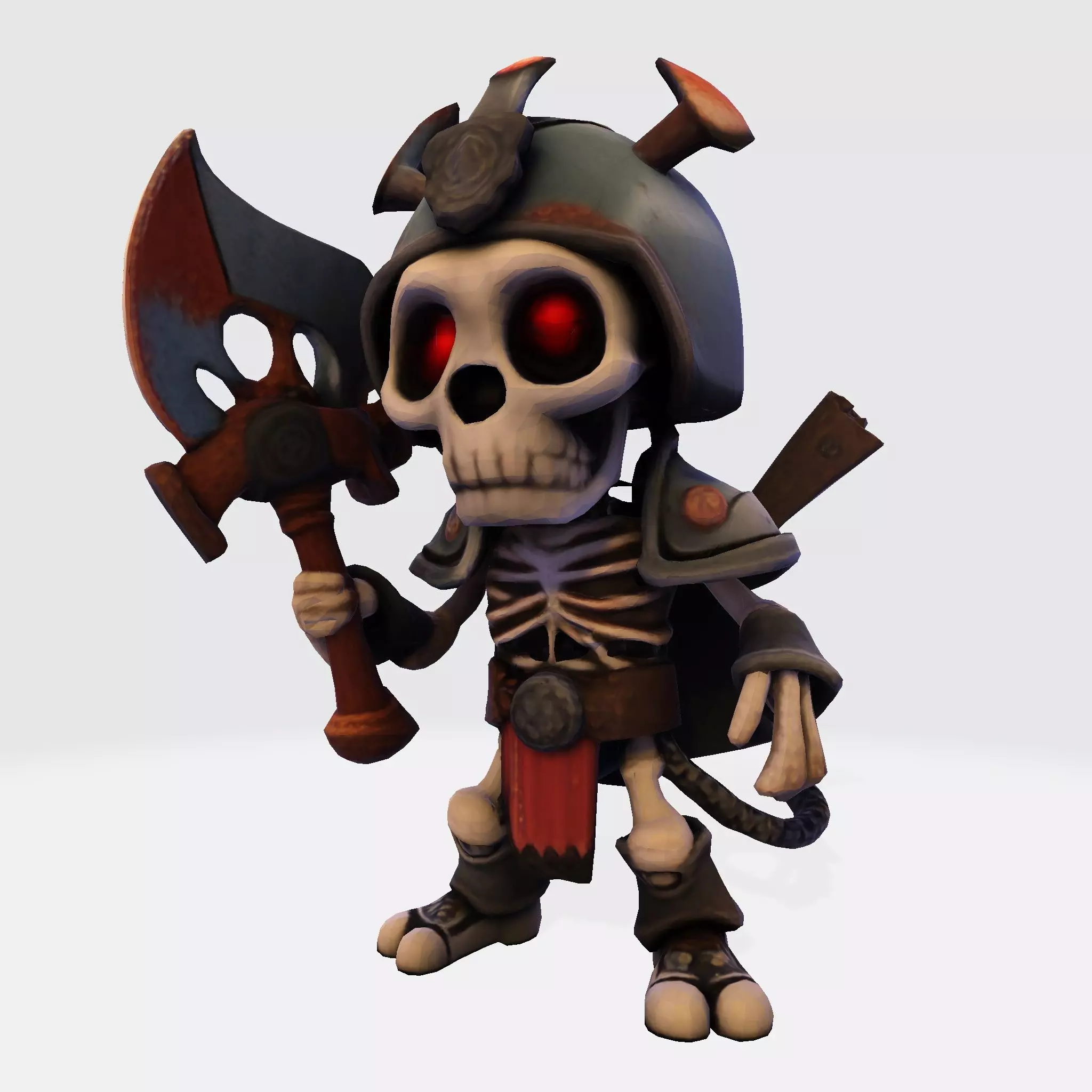 Low Poly Cute Skeleton Warrior 3D Model Print Ready 3D print model_0