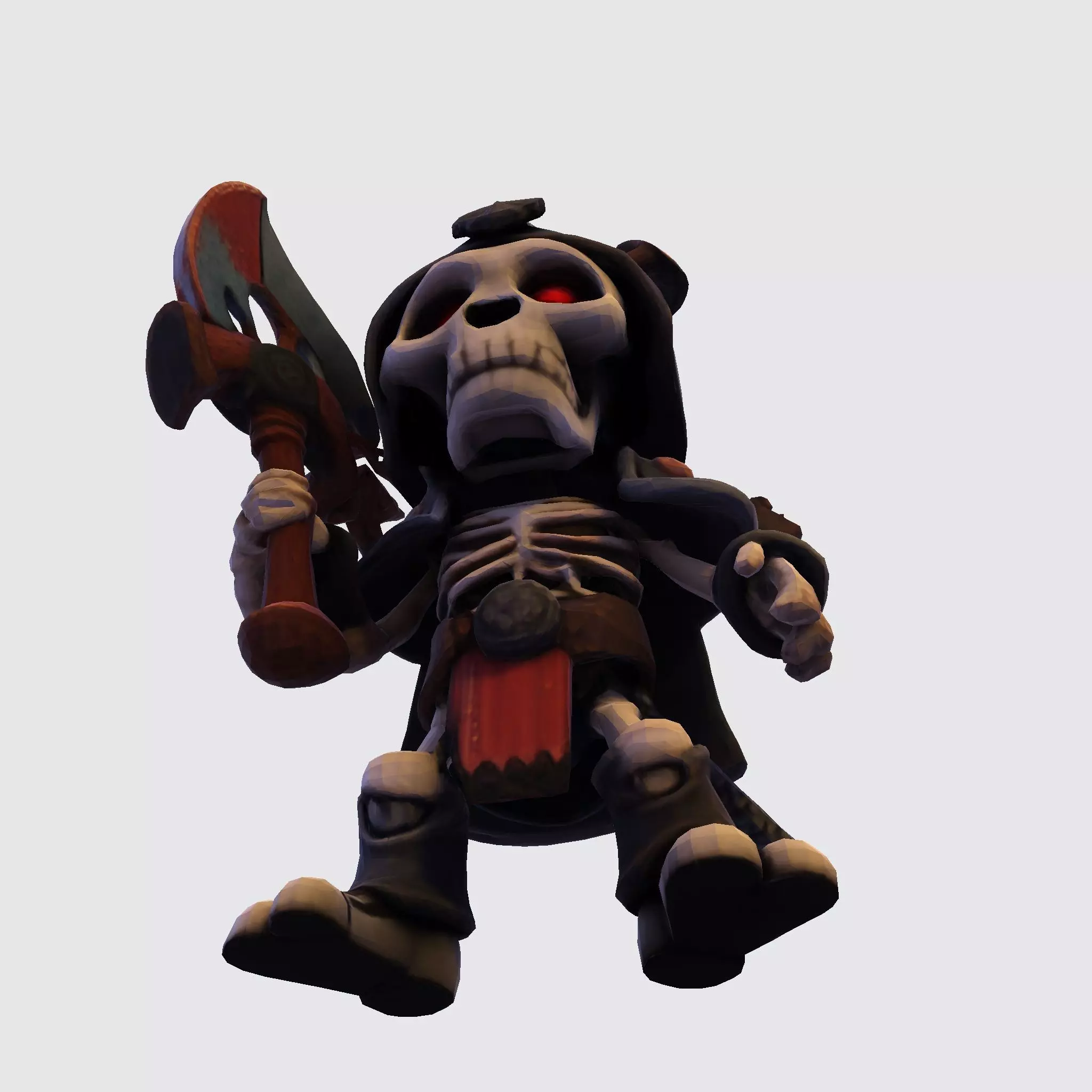 Low Poly Cute Skeleton Warrior 3D Model Print Ready 3D print model_10