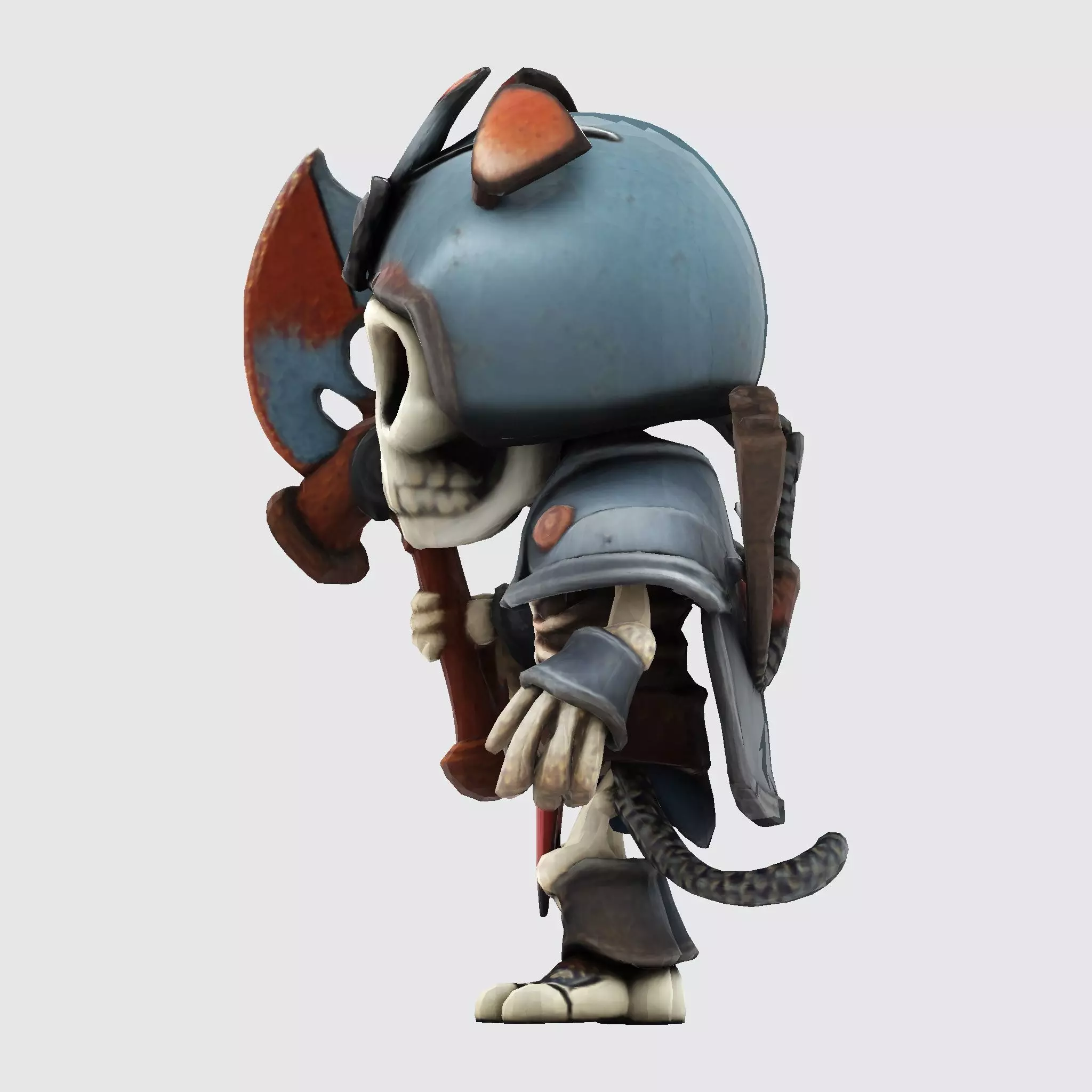 Low Poly Cute Skeleton Warrior 3D Model Print Ready 3D print model_19