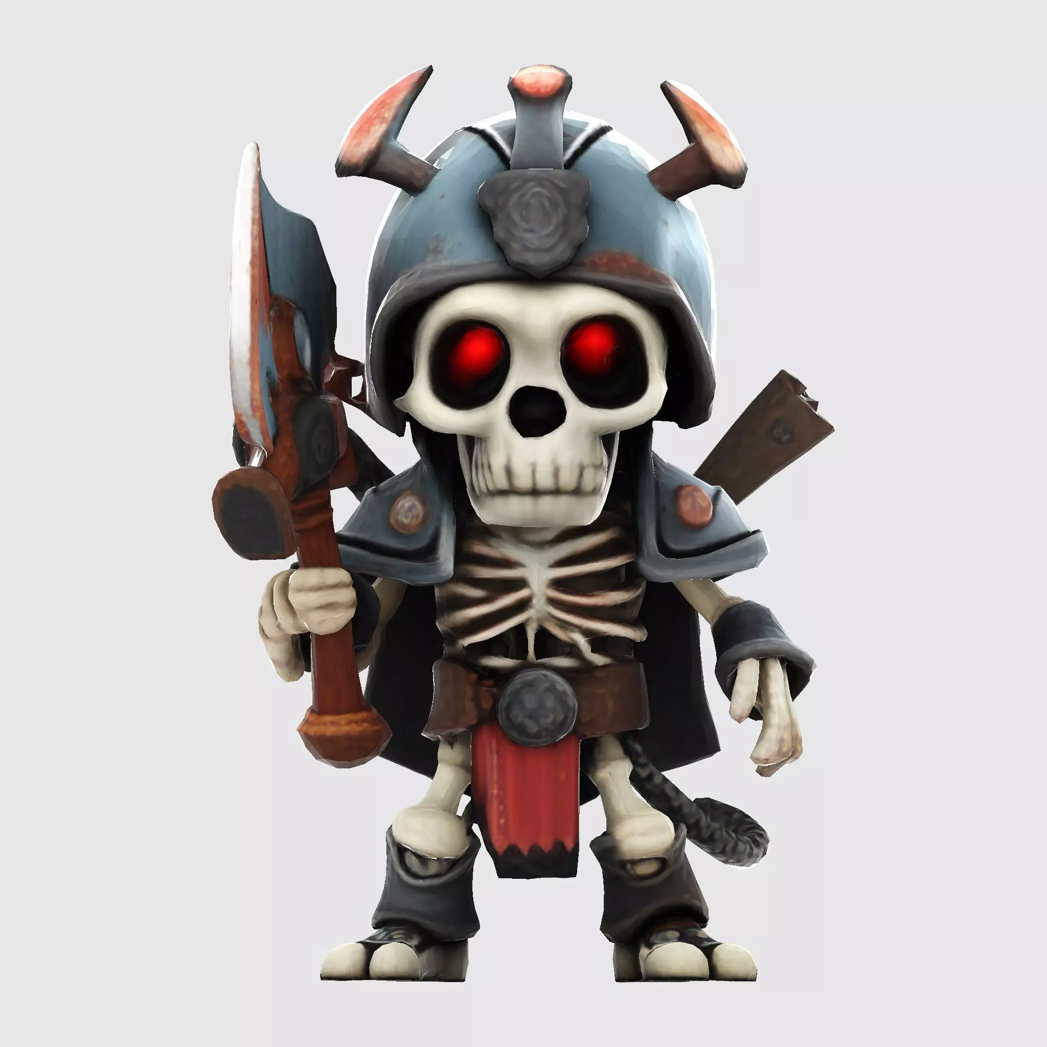 Low Poly Cute Skeleton Warrior 3D Model Print Ready 3D print model_18