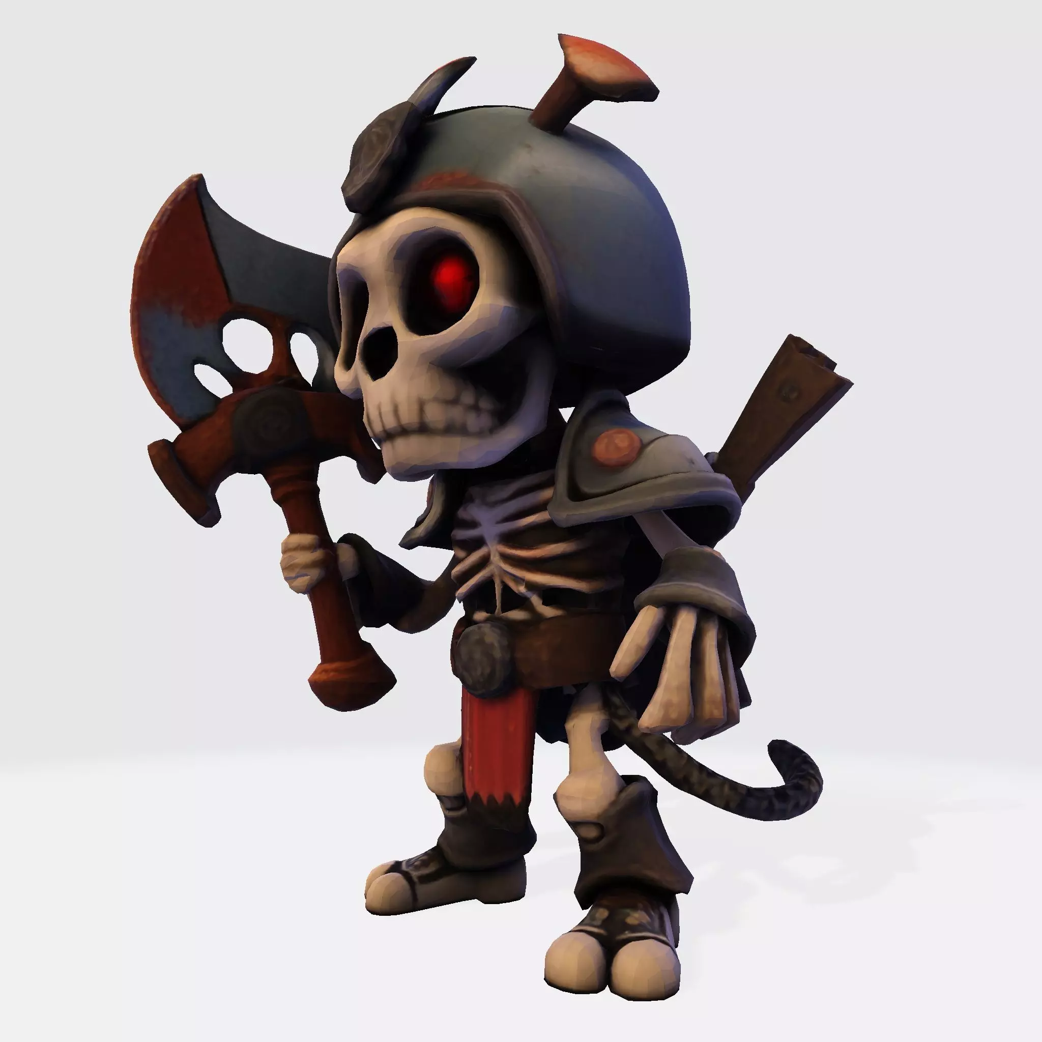 Low Poly Cute Skeleton Warrior 3D Model Print Ready 3D print model_1