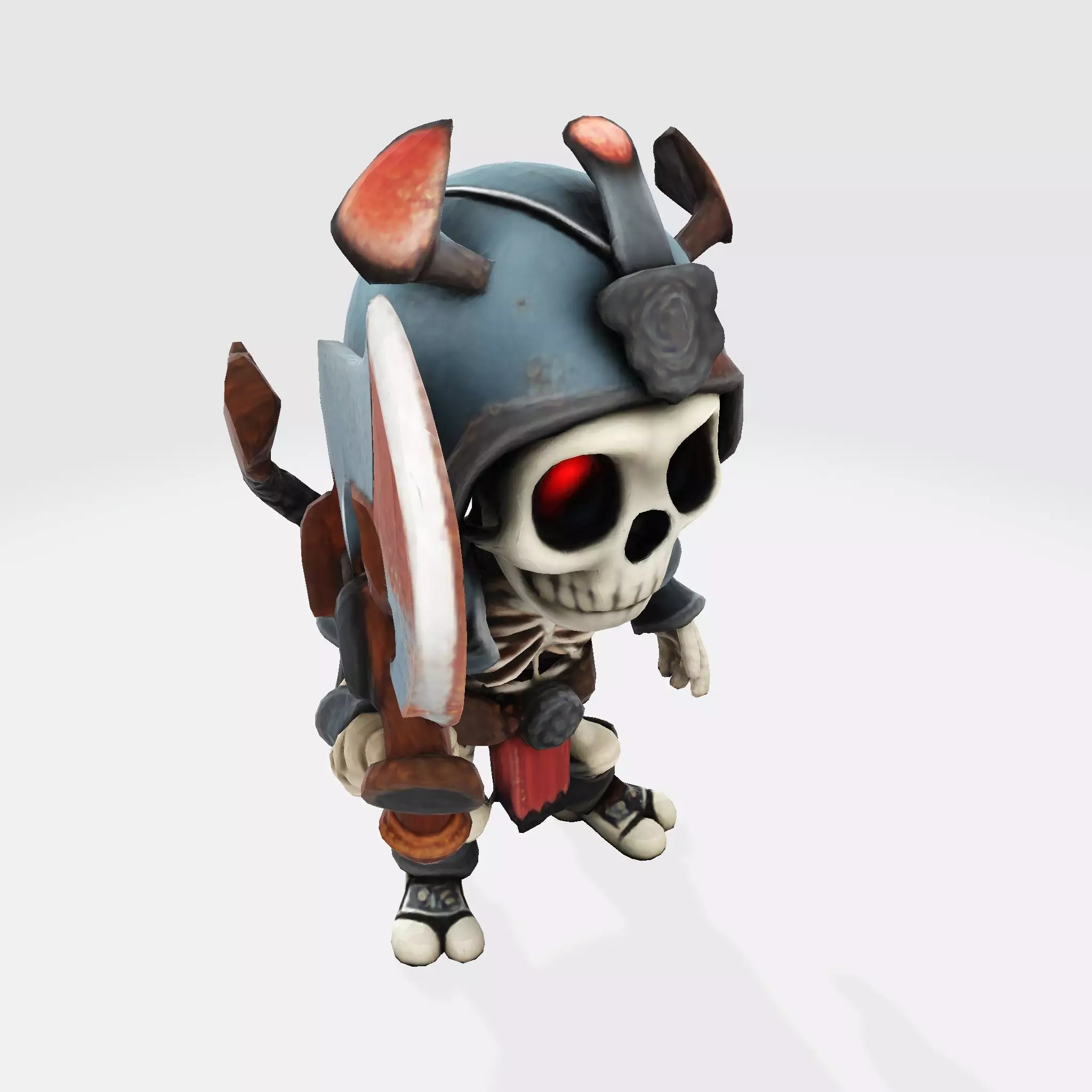 Low Poly Cute Skeleton Warrior 3D Model Print Ready 3D print model_16