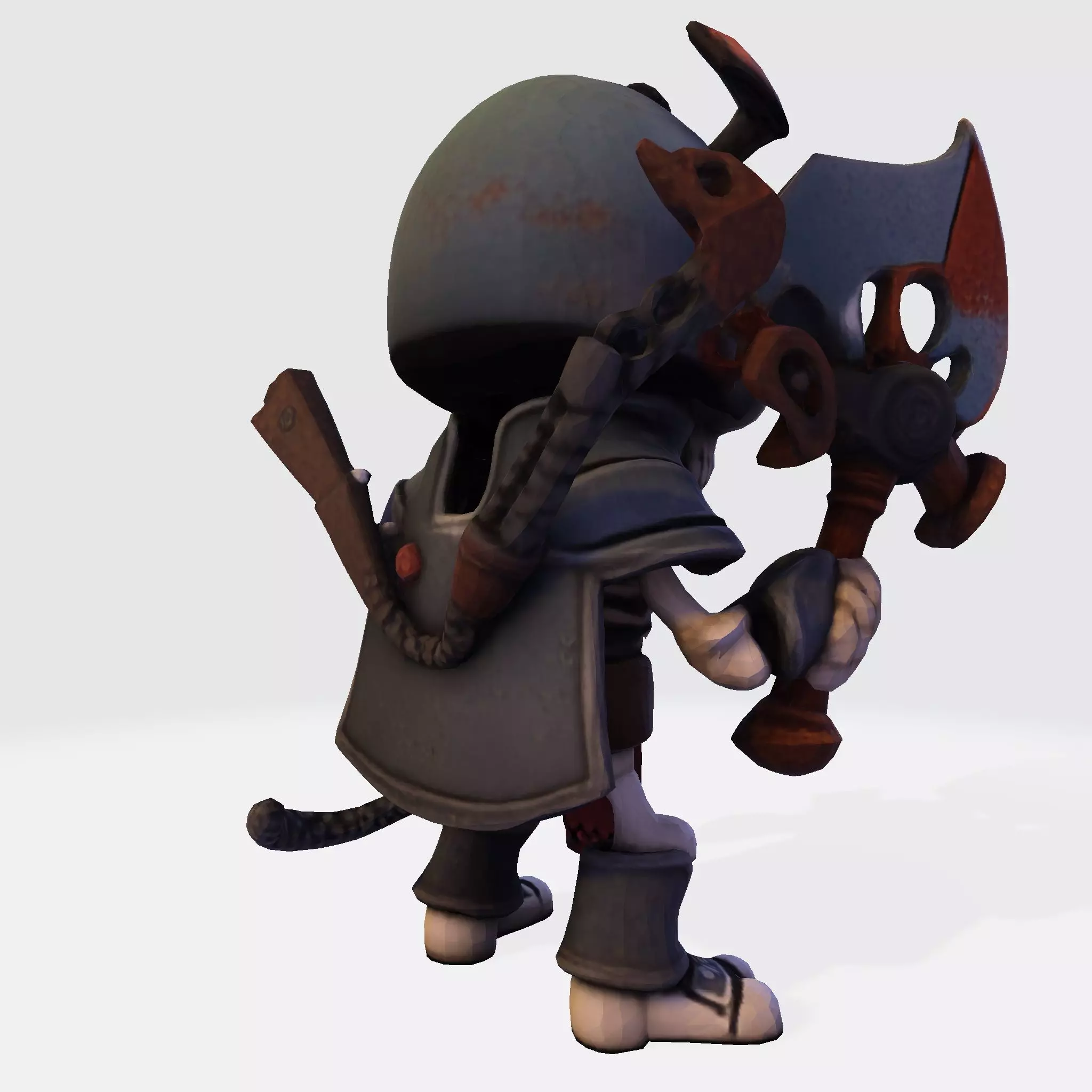 Low Poly Cute Skeleton Warrior 3D Model Print Ready 3D print model_6