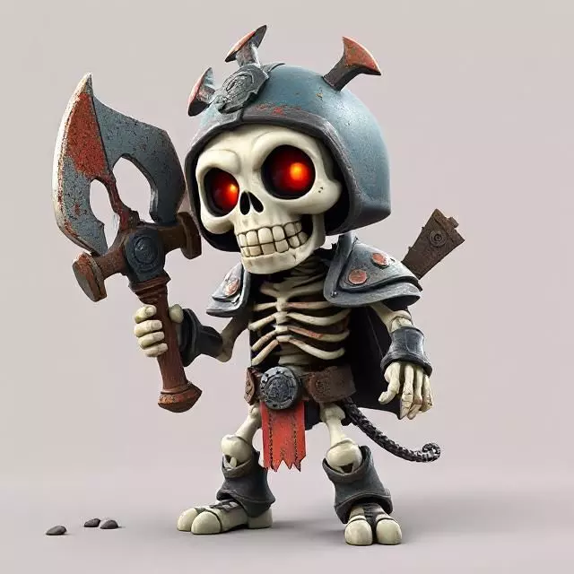 Low Poly Cute Skeleton Warrior 3D Model Print Ready 3D print model_35