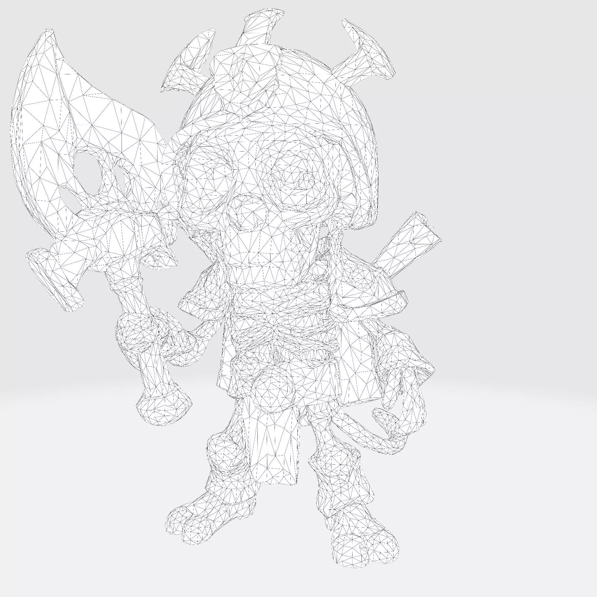 Low Poly Cute Skeleton Warrior 3D Model Print Ready 3D print model_31