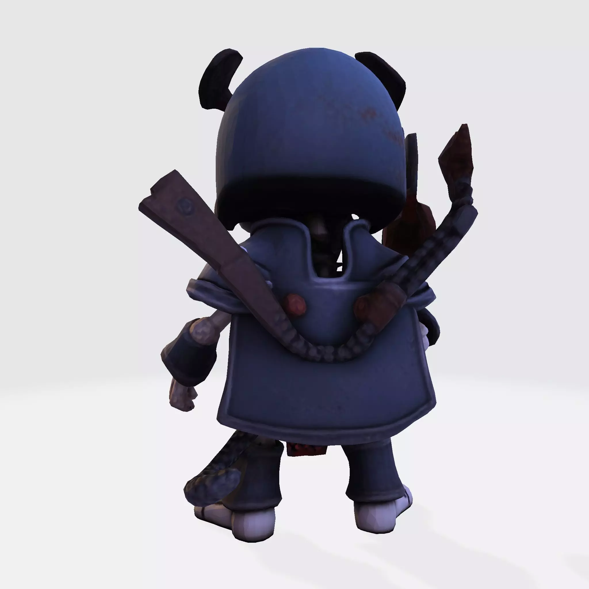 Low Poly Cute Skeleton Warrior 3D Model Print Ready 3D print model_5