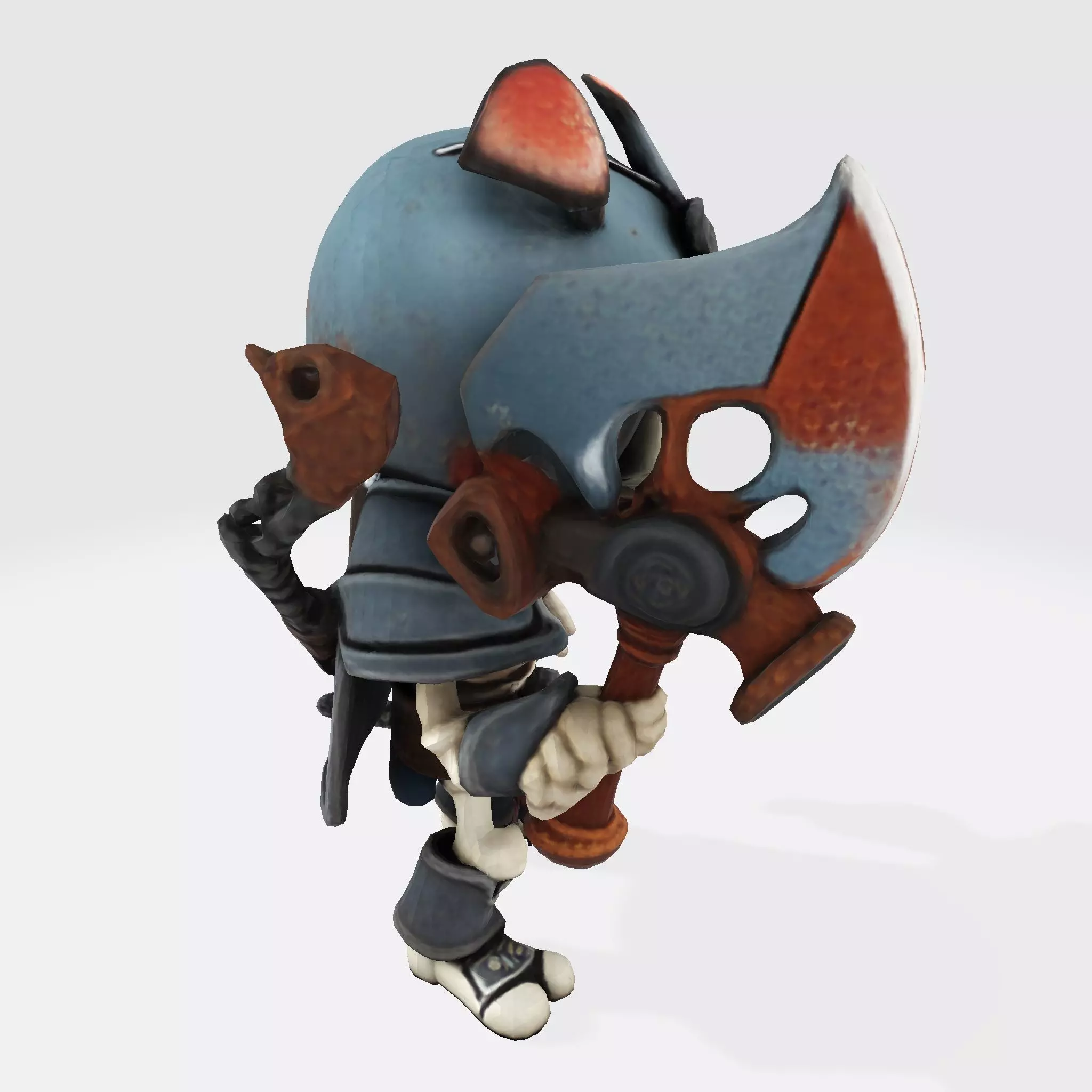 Low Poly Cute Skeleton Warrior 3D Model Print Ready 3D print model_15