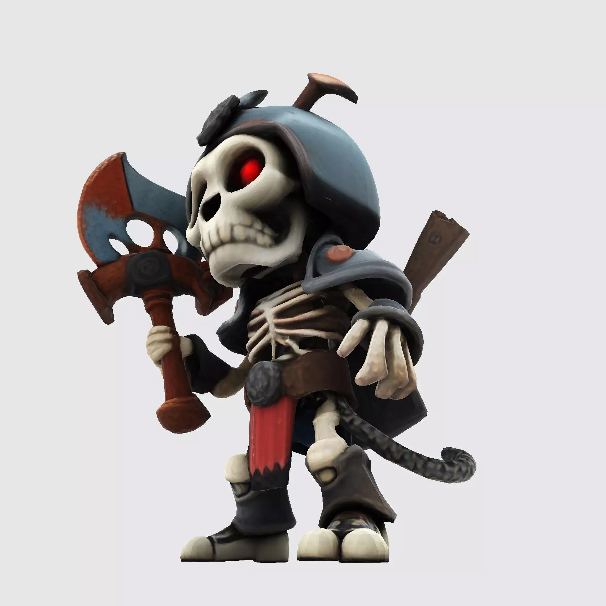 Low Poly Cute Skeleton Warrior 3D Model Print Ready 3D print model_11