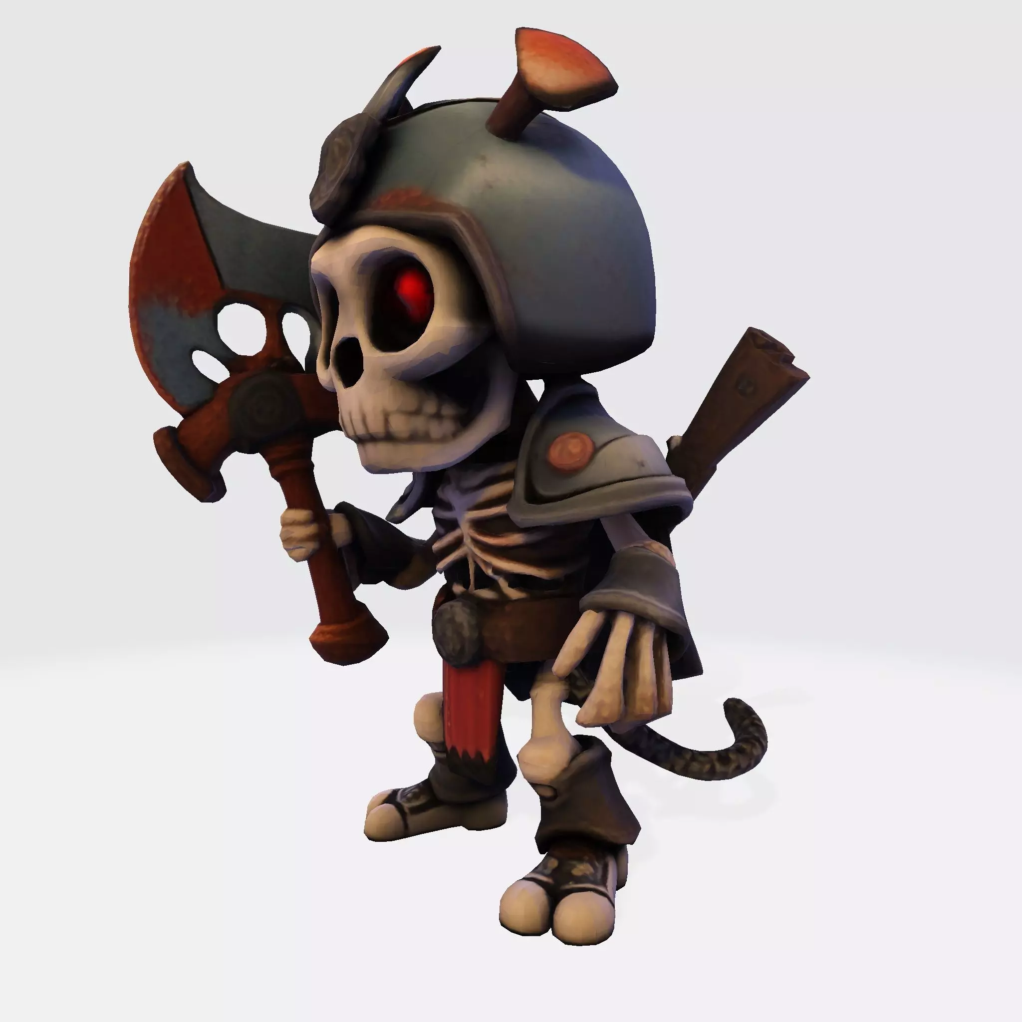 Low Poly Cute Skeleton Warrior 3D Model Print Ready 3D print model_2