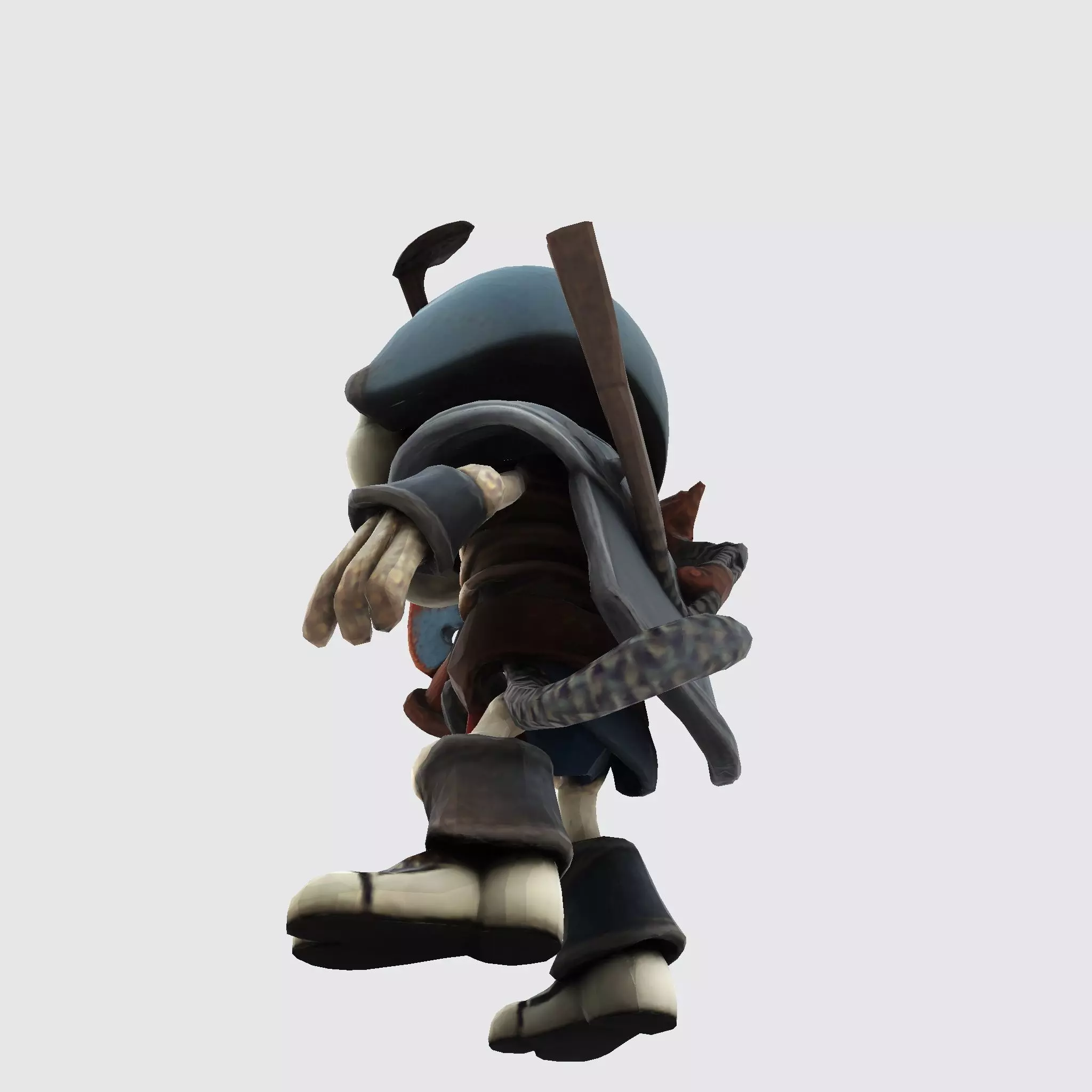 Low Poly Cute Skeleton Warrior 3D Model Print Ready 3D print model_12