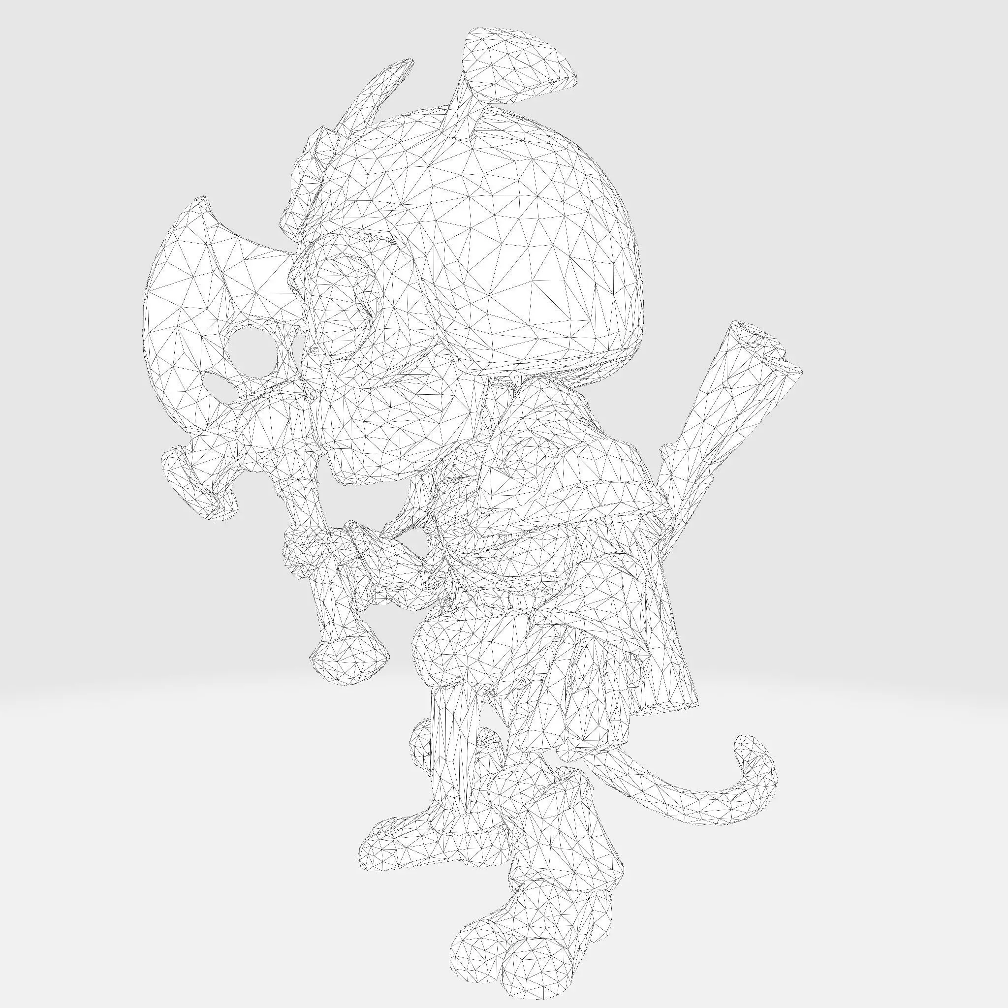 Low Poly Cute Skeleton Warrior 3D Model Print Ready 3D print model_32