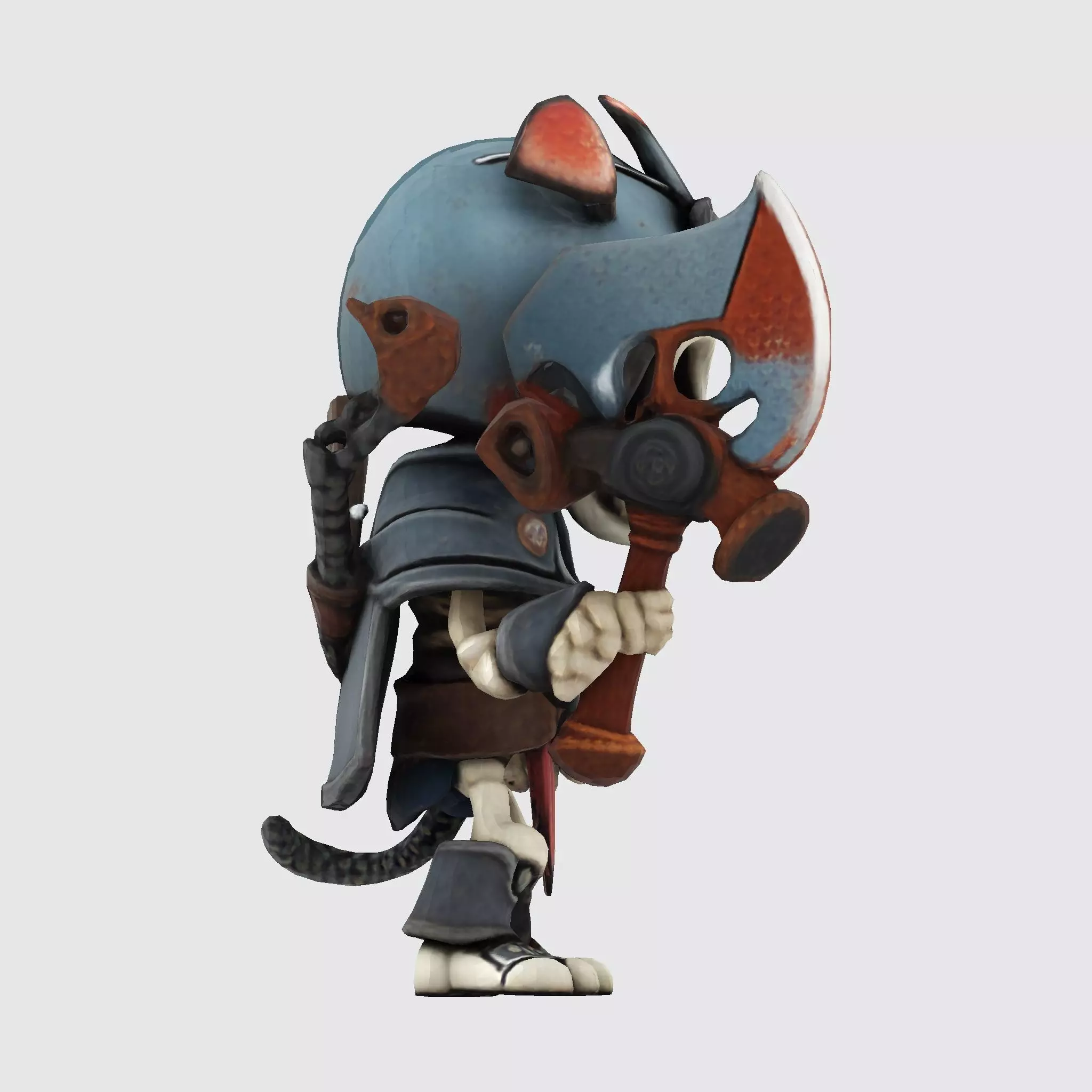 Low Poly Cute Skeleton Warrior 3D Model Print Ready 3D print model_21