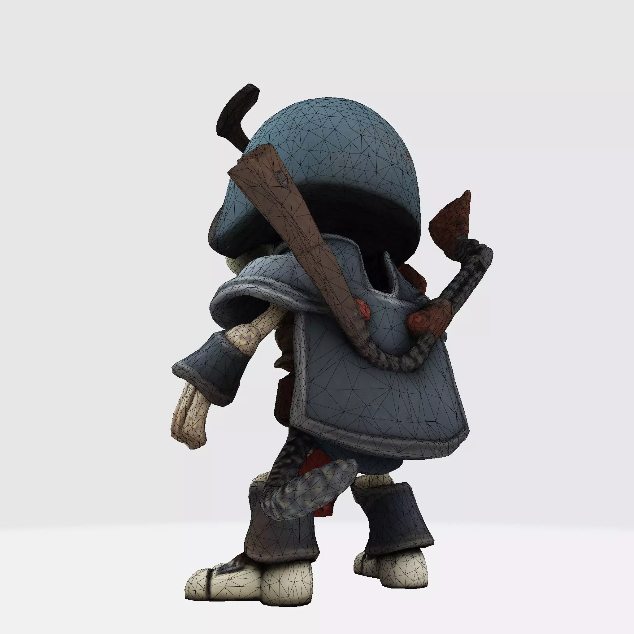 Low Poly Cute Skeleton Warrior 3D Model Print Ready 3D print model_28