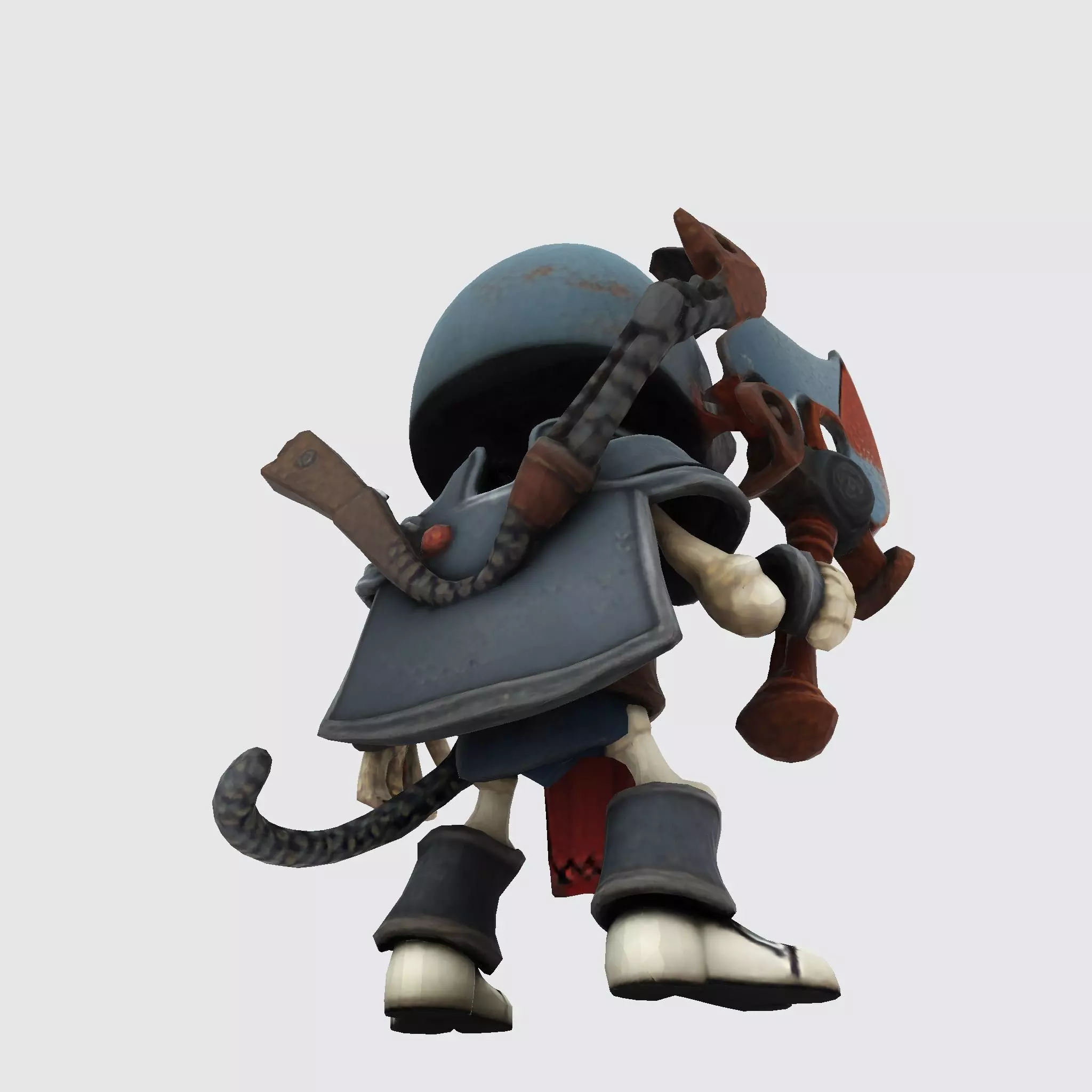 Low Poly Cute Skeleton Warrior 3D Model Print Ready 3D print model_14