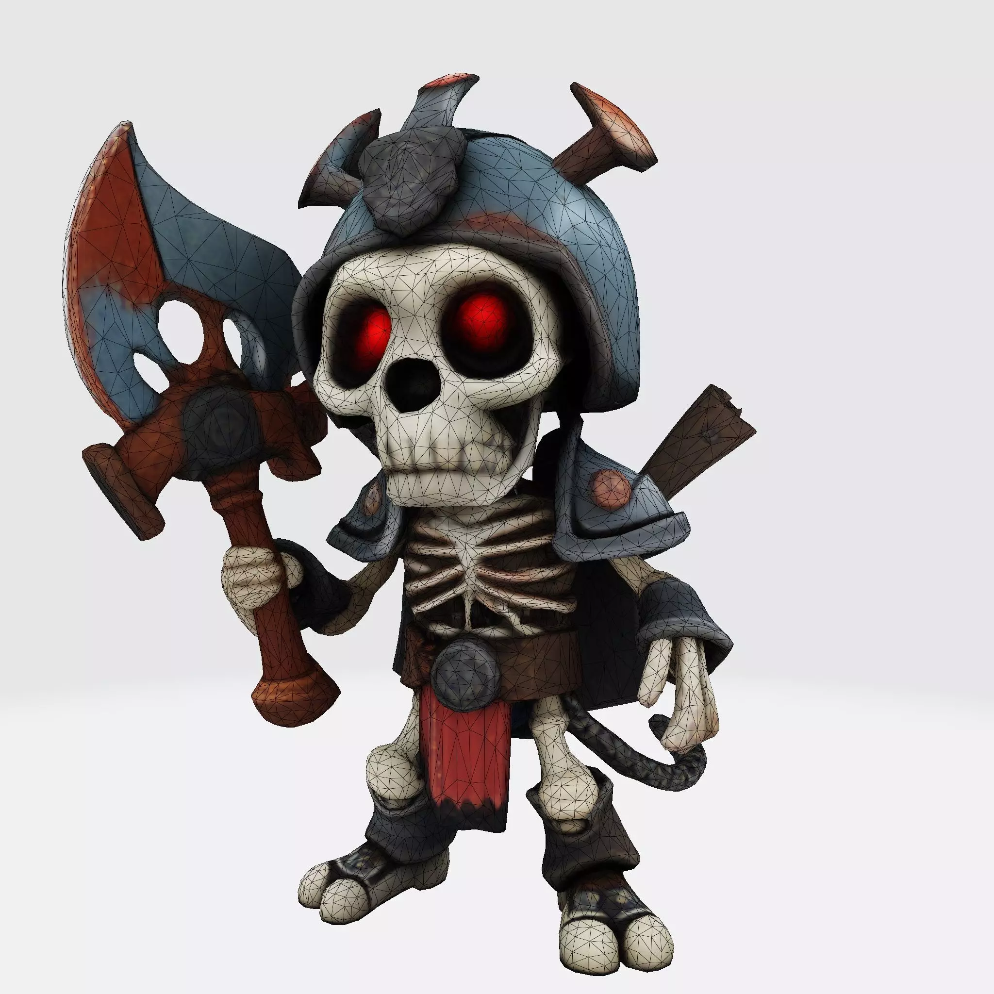 Low Poly Cute Skeleton Warrior 3D Model Print Ready 3D print model_25