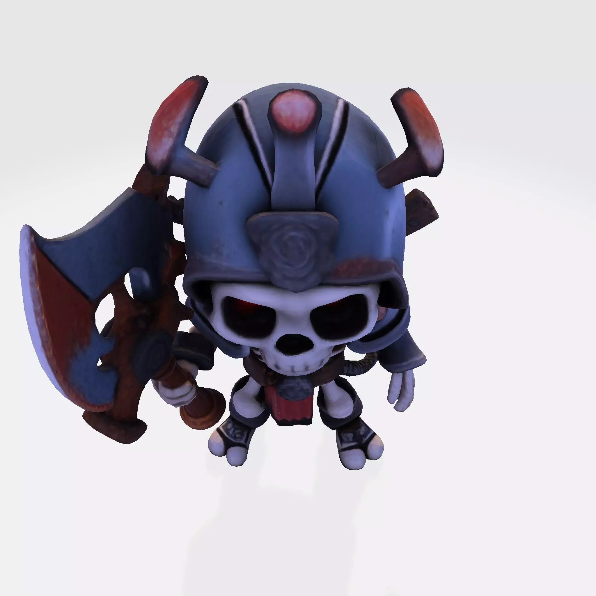 Low Poly Cute Skeleton Warrior 3D Model Print Ready 3D print model_9