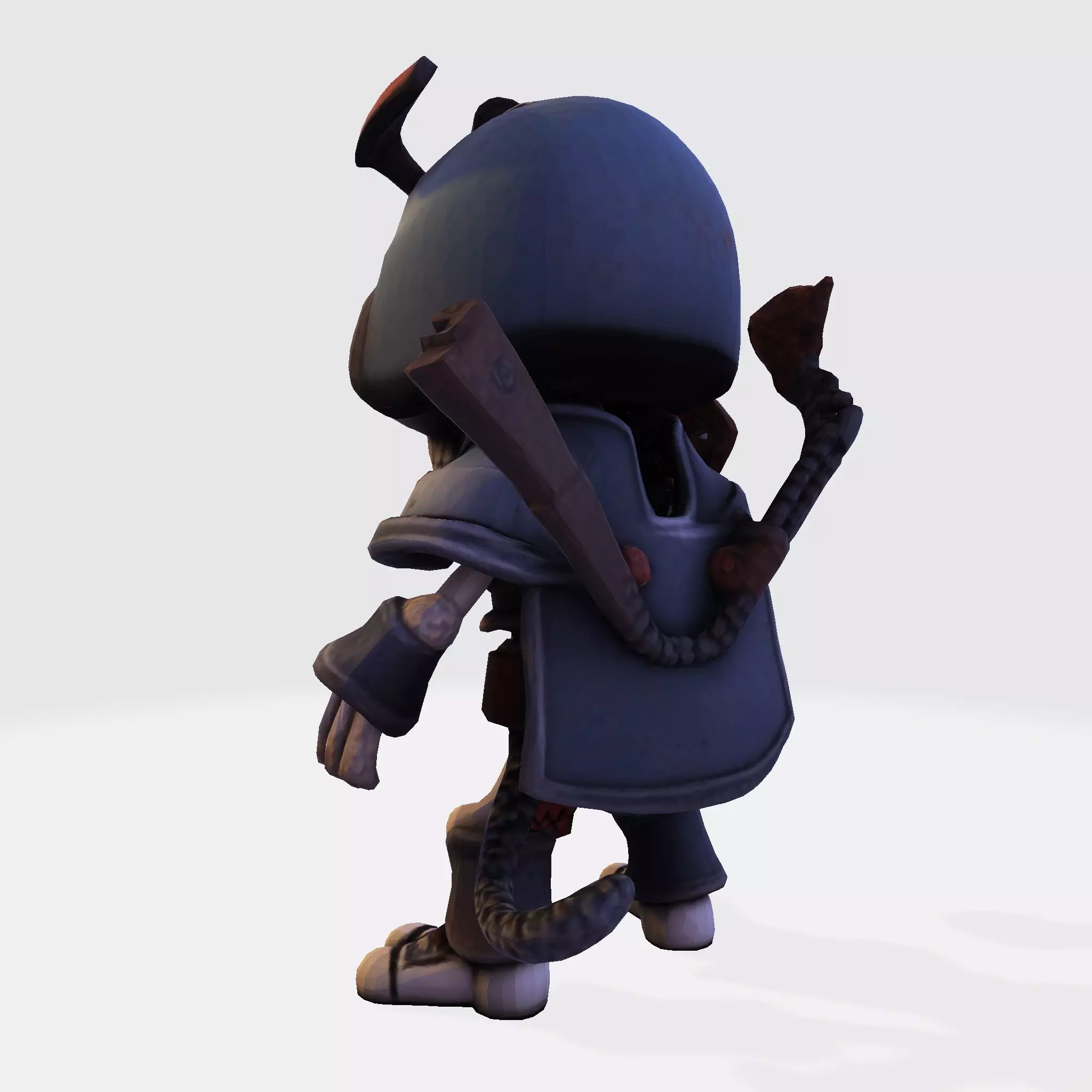 Low Poly Cute Skeleton Warrior 3D Model Print Ready 3D print model_4