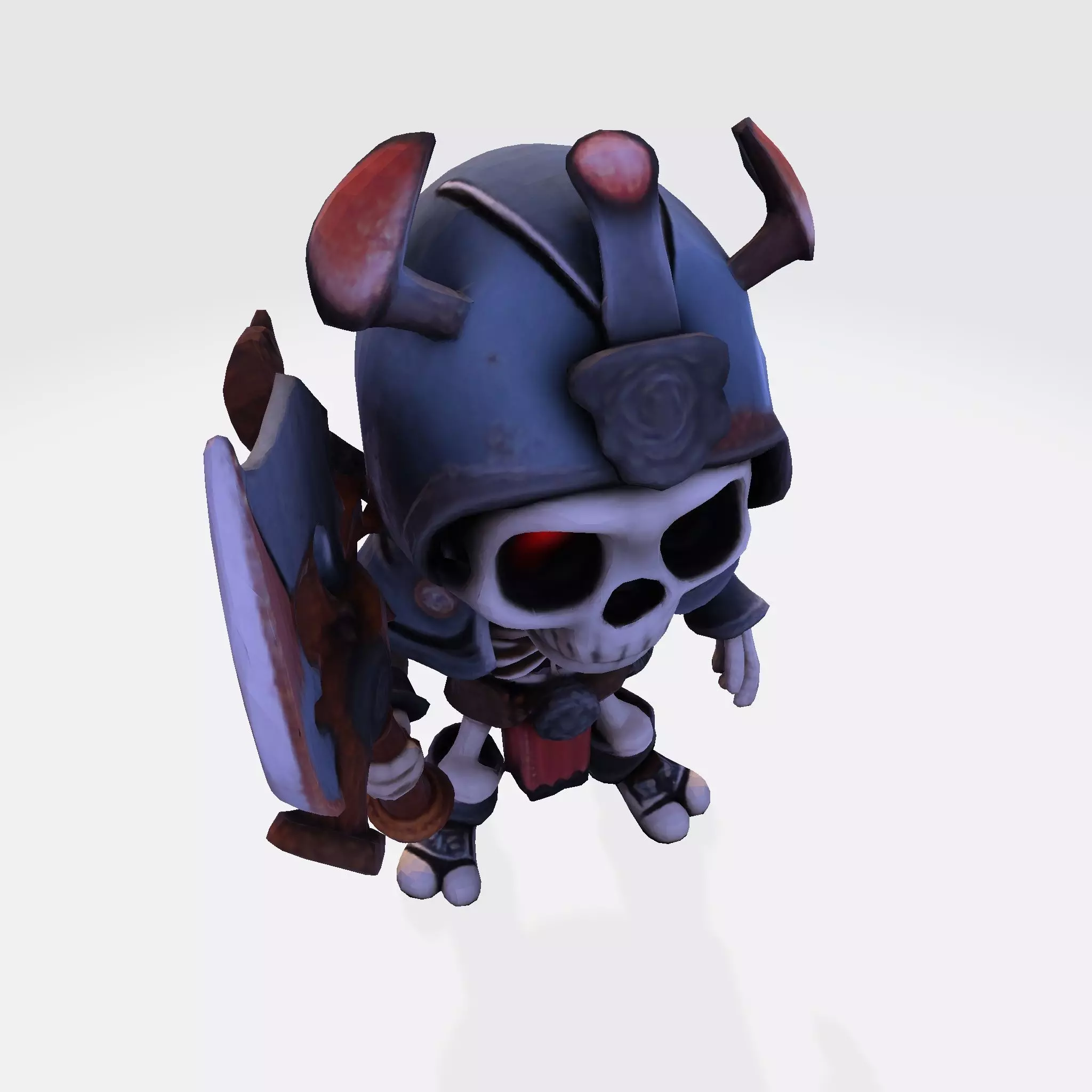Low Poly Cute Skeleton Warrior 3D Model Print Ready 3D print model_8