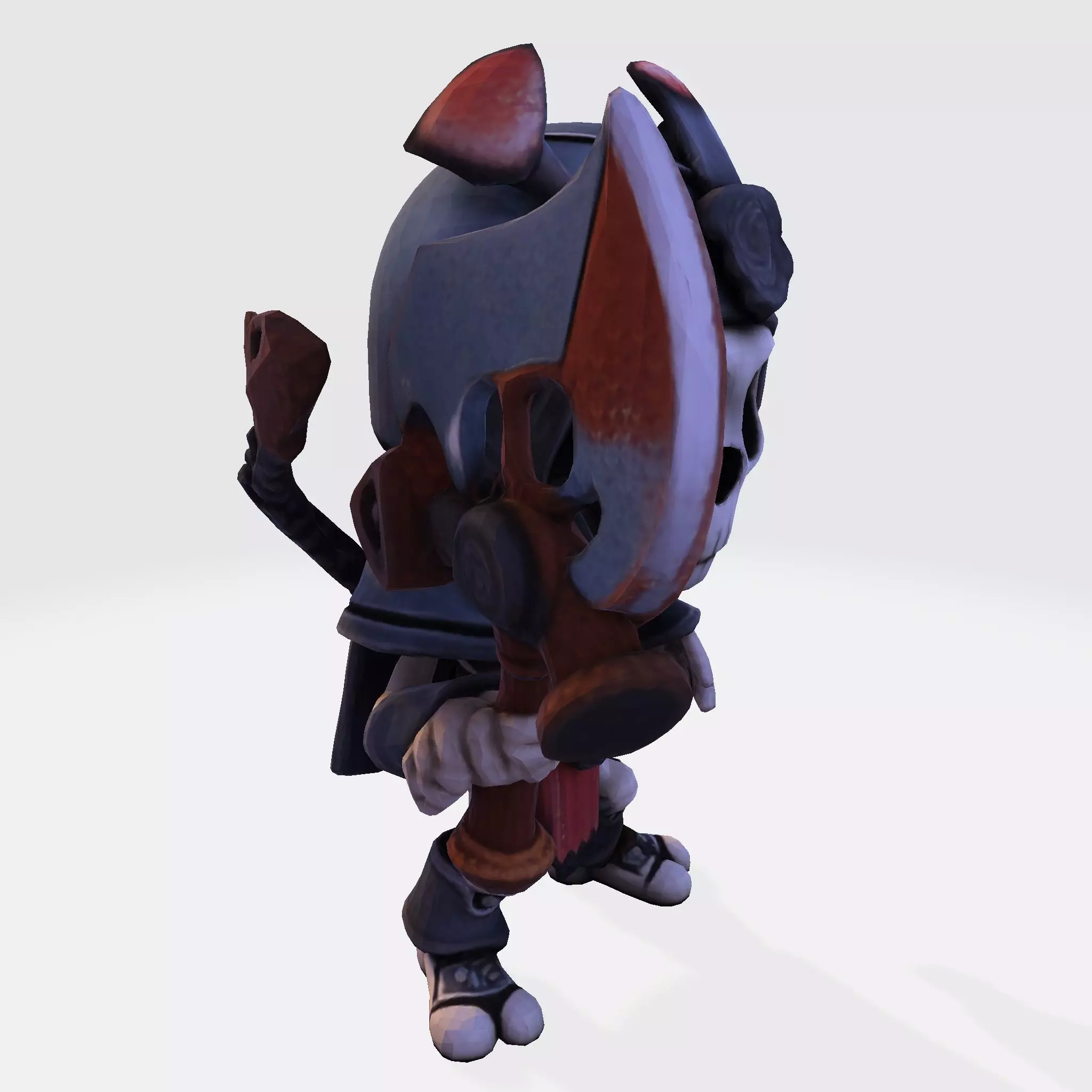 Low Poly Cute Skeleton Warrior 3D Model Print Ready 3D print model_7