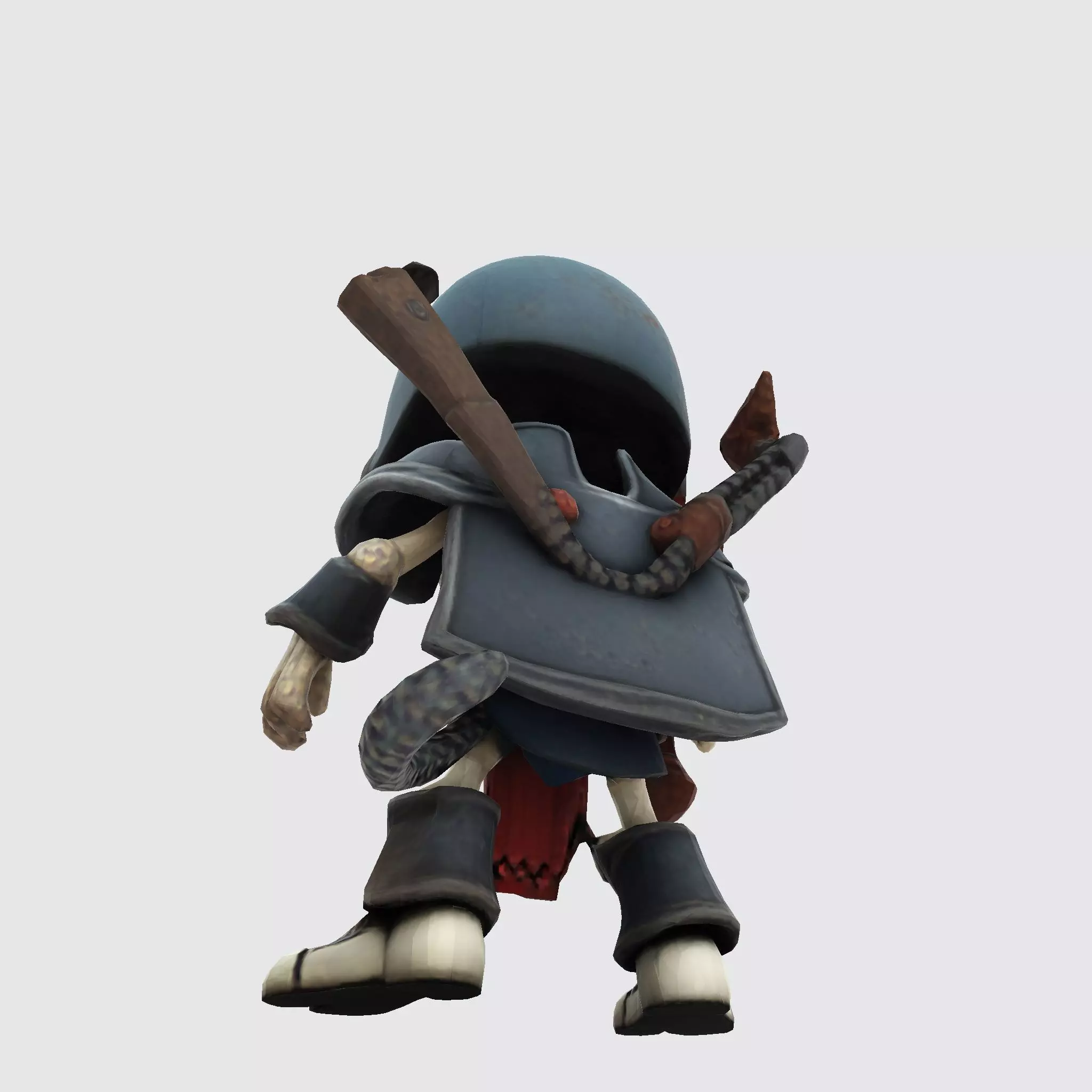 Low Poly Cute Skeleton Warrior 3D Model Print Ready 3D print model_13