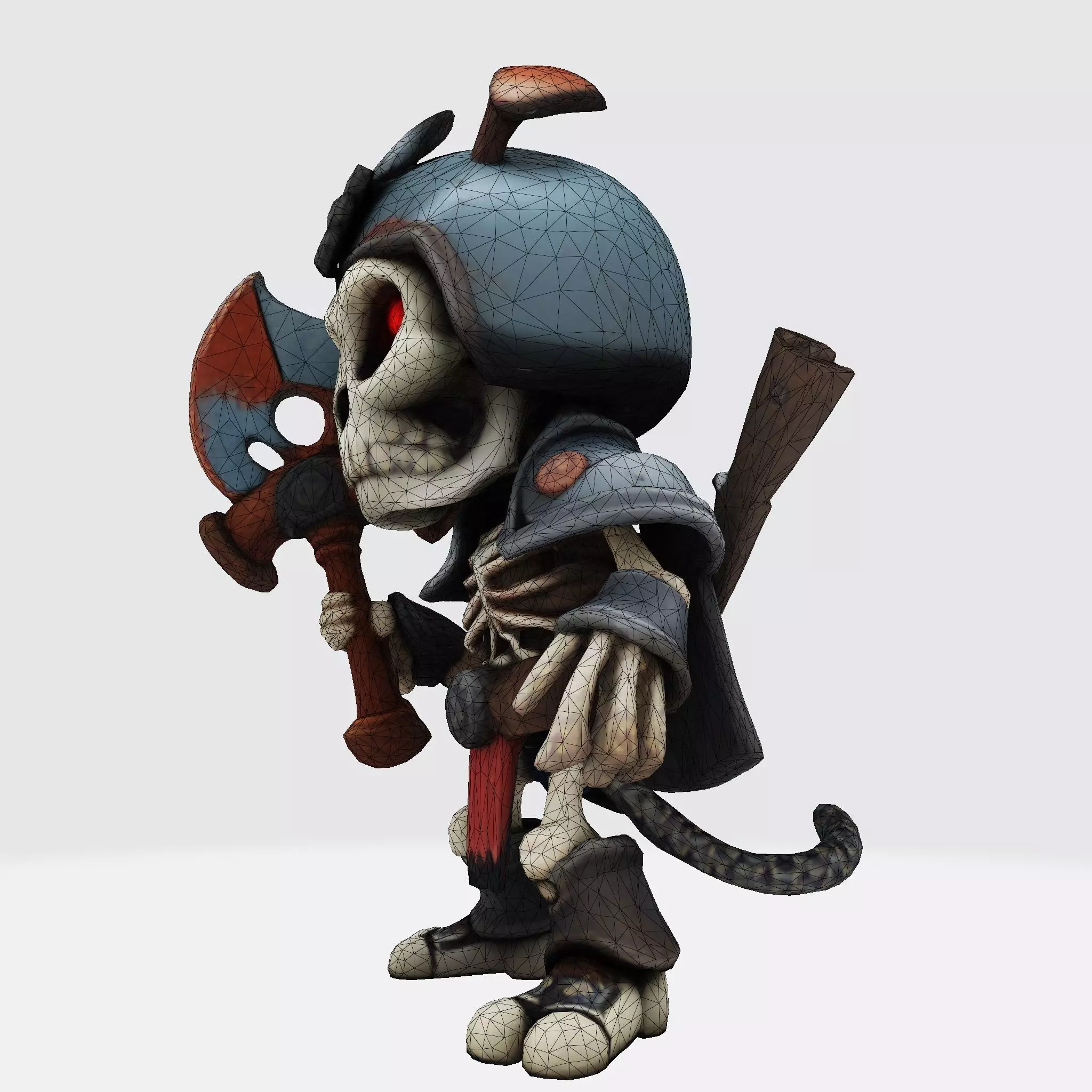Low Poly Cute Skeleton Warrior 3D Model Print Ready 3D print model_26