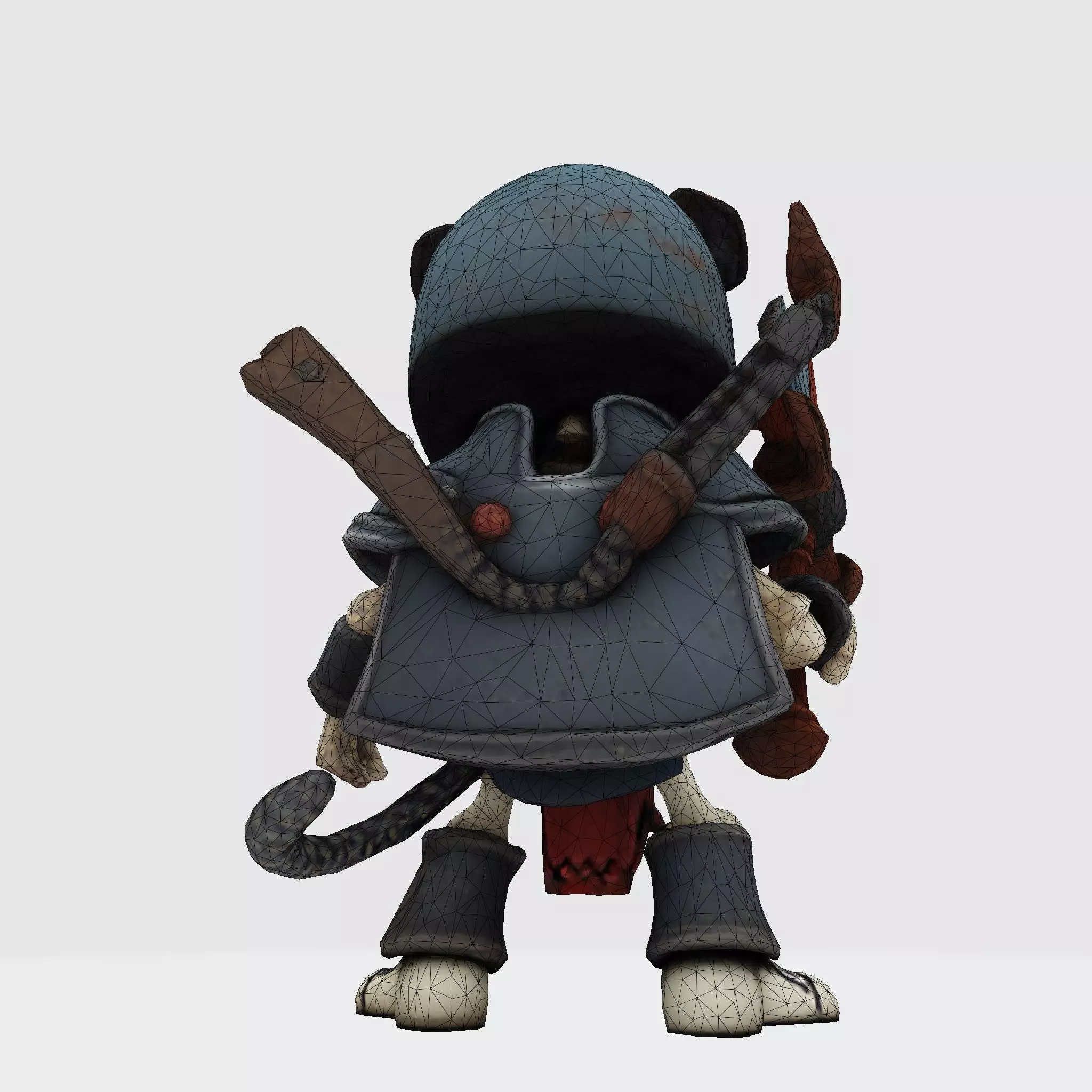 Low Poly Cute Skeleton Warrior 3D Model Print Ready 3D print model_29