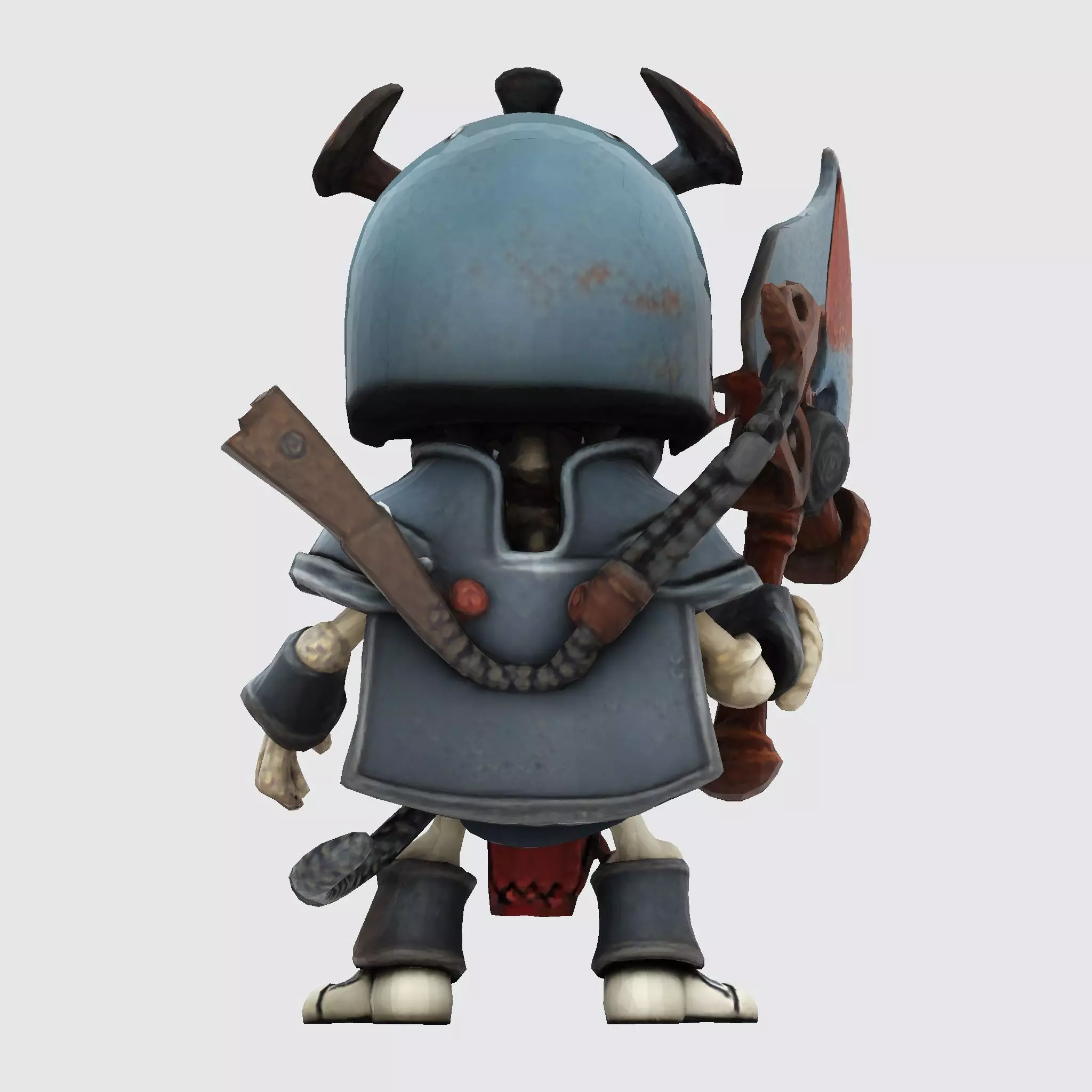 Low Poly Cute Skeleton Warrior 3D Model Print Ready 3D print model_20