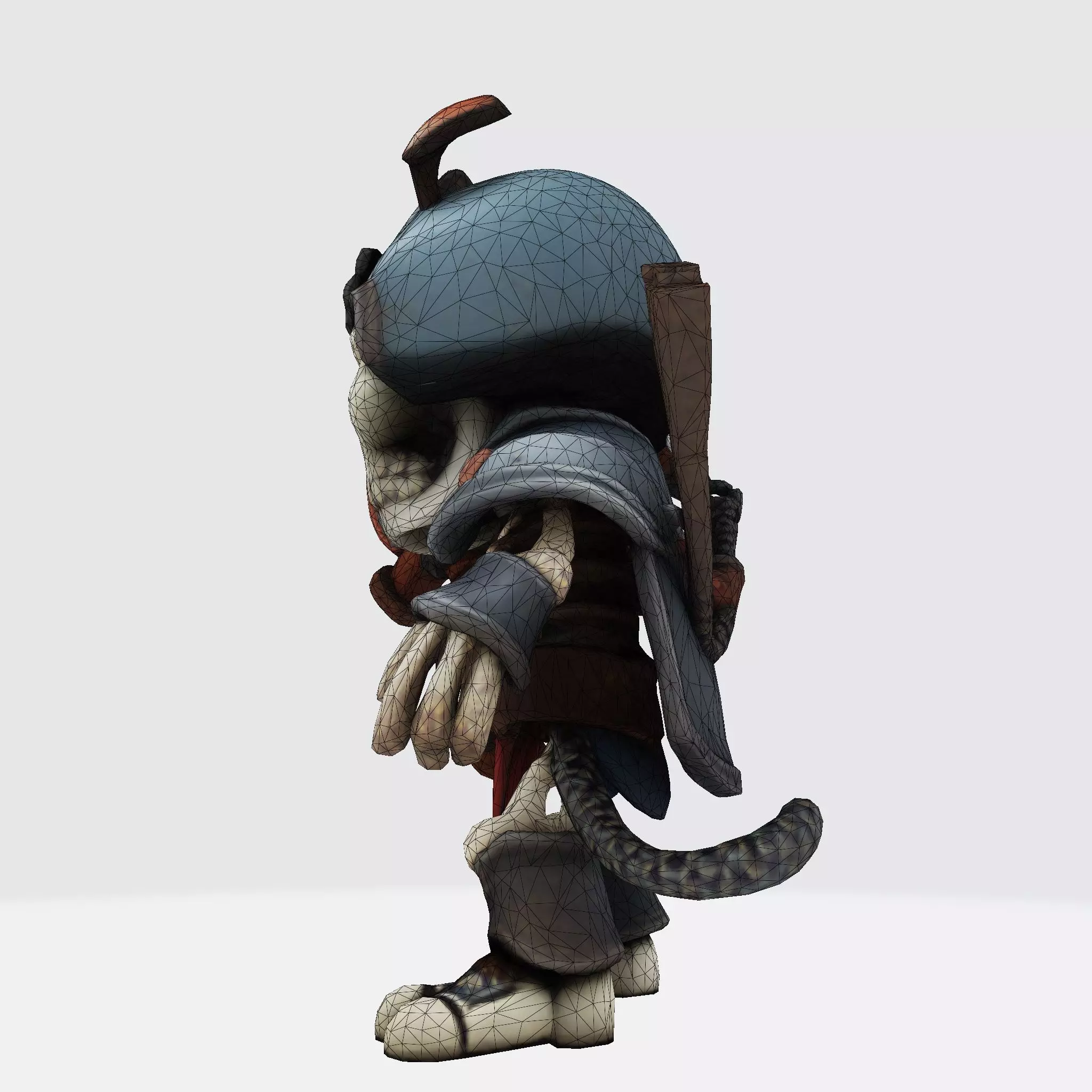 Low Poly Cute Skeleton Warrior 3D Model Print Ready 3D print model_27