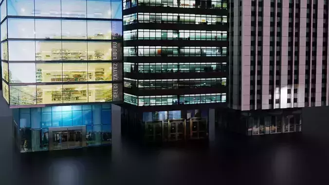 12 Low Poly Downtown Sky Scrapers