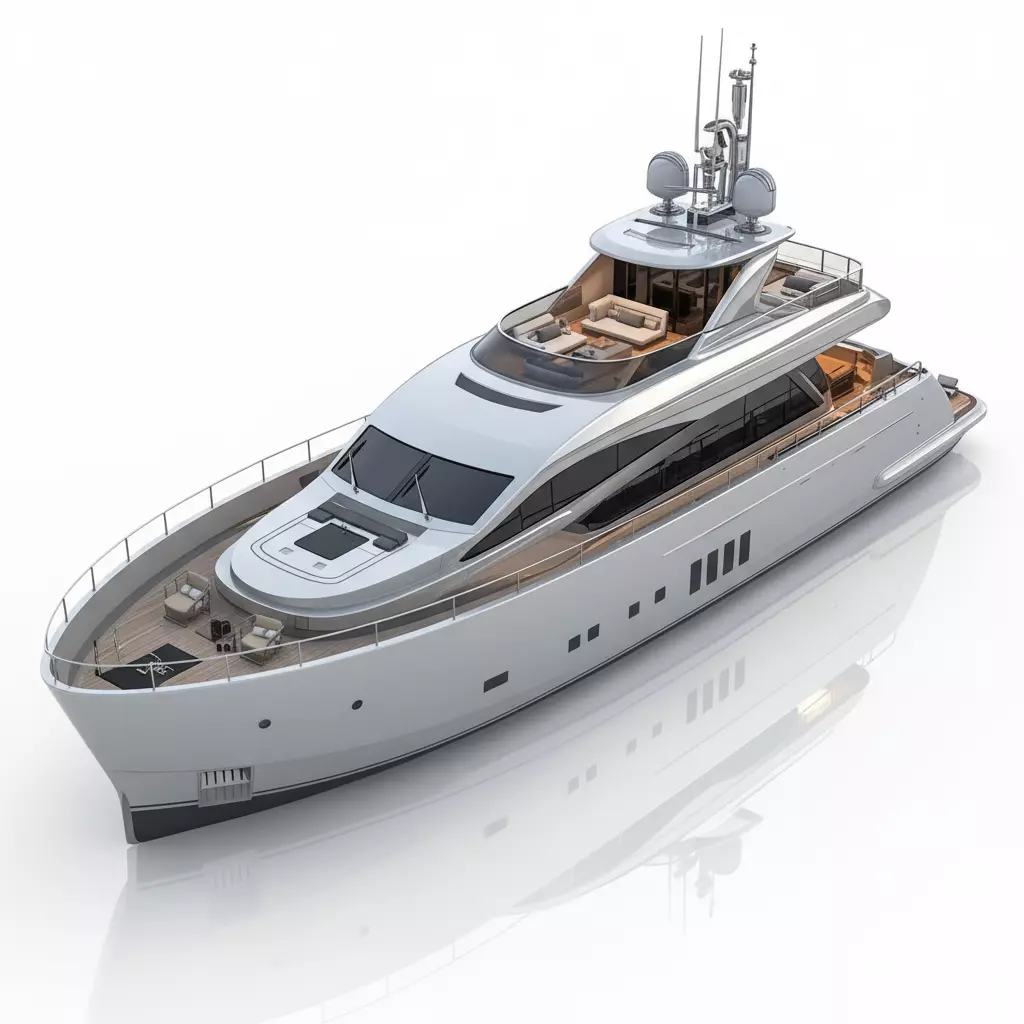Sleek Flybridge Superyacht 3D Model Low-poly 3D model_0