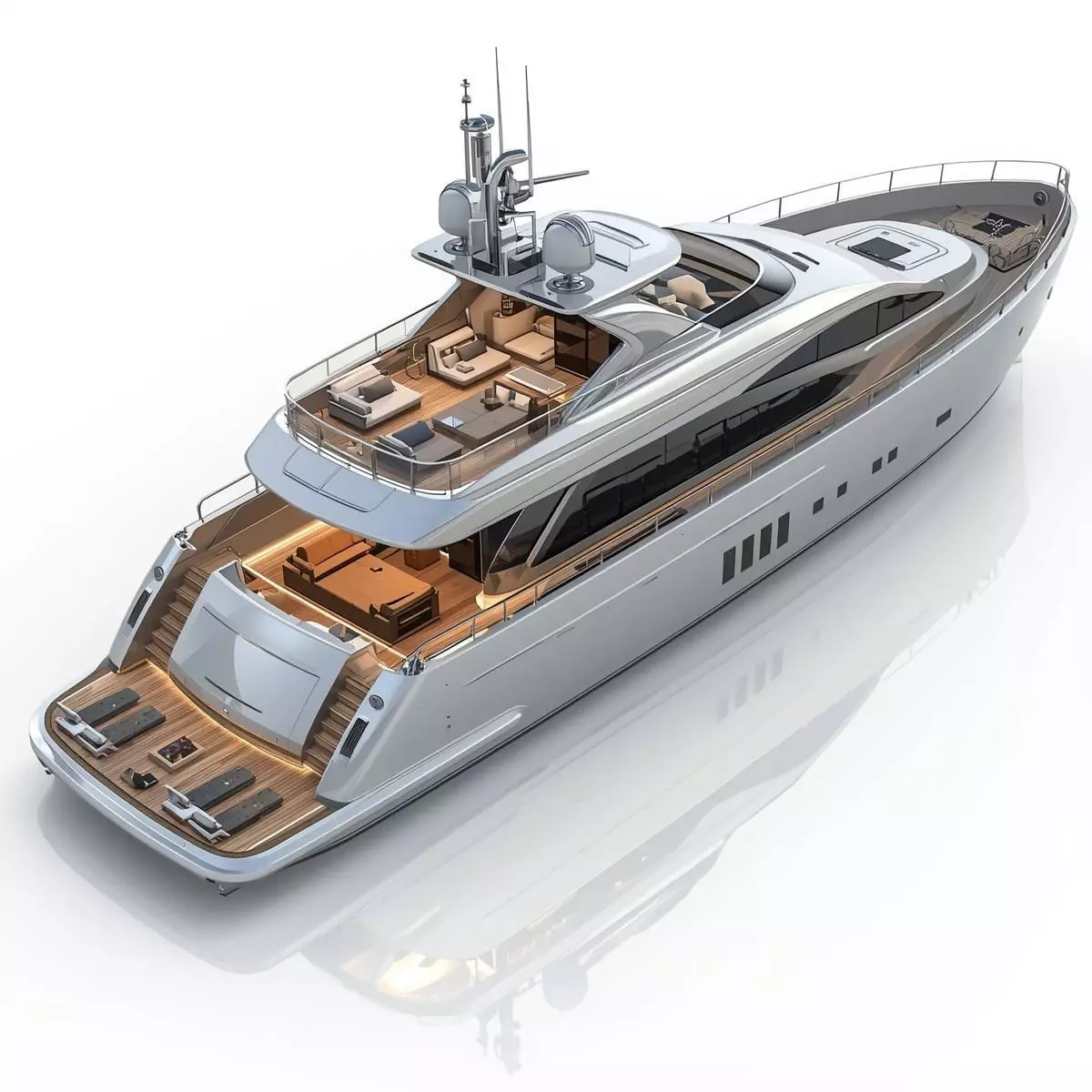 Sleek Flybridge Superyacht 3D Model Low-poly 3D model_1