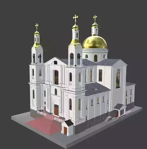 Mount Seraphim Cathedral  Eastern Orthodox 3D Model