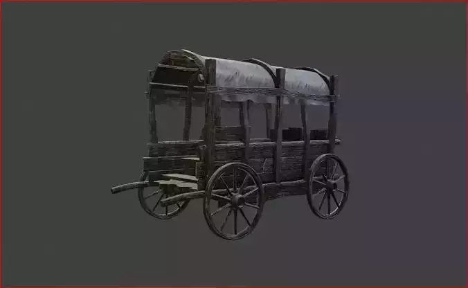  Old Wooden Cart 3D Model