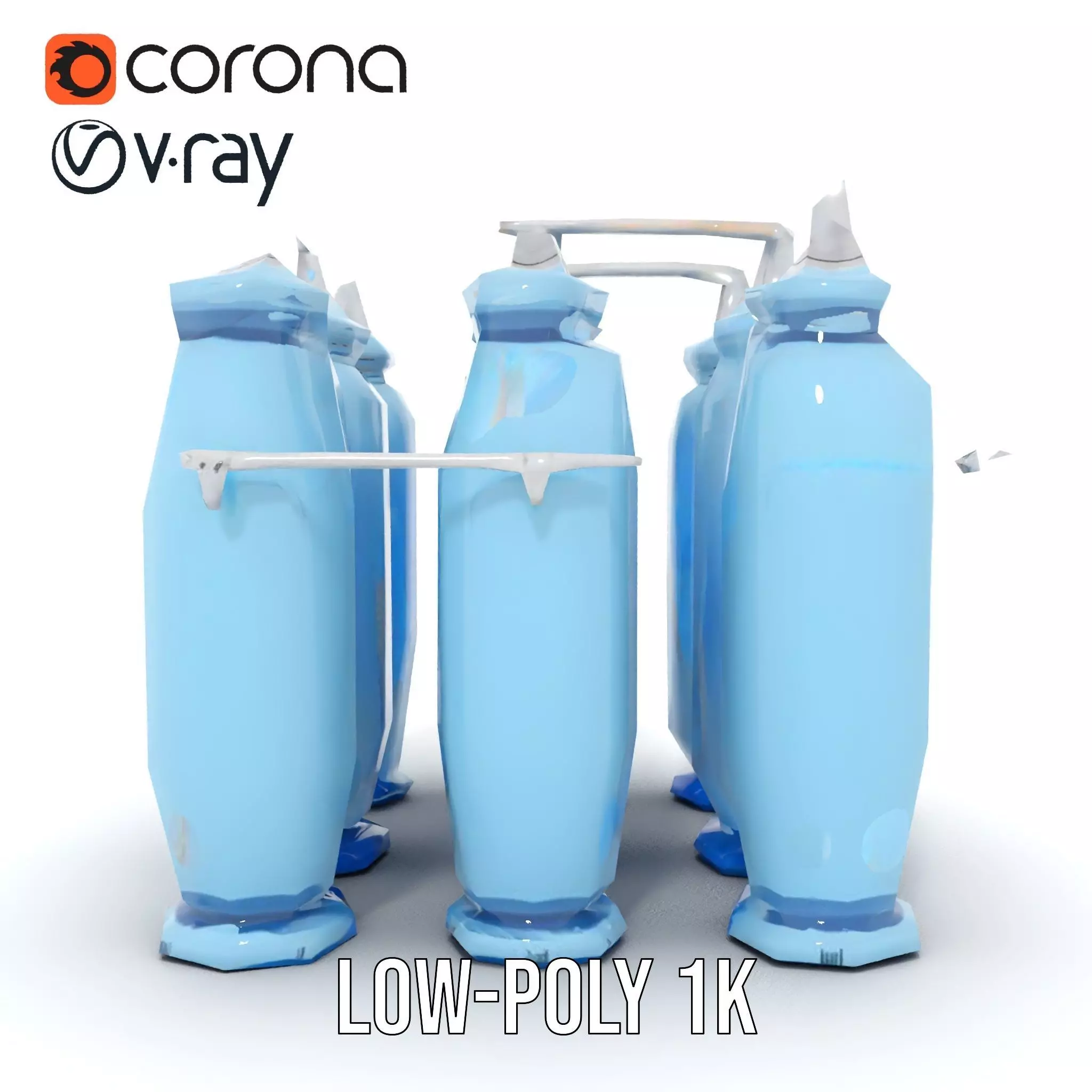 Industrial Blue Filter Tank model pack Low-poly 3D model_19