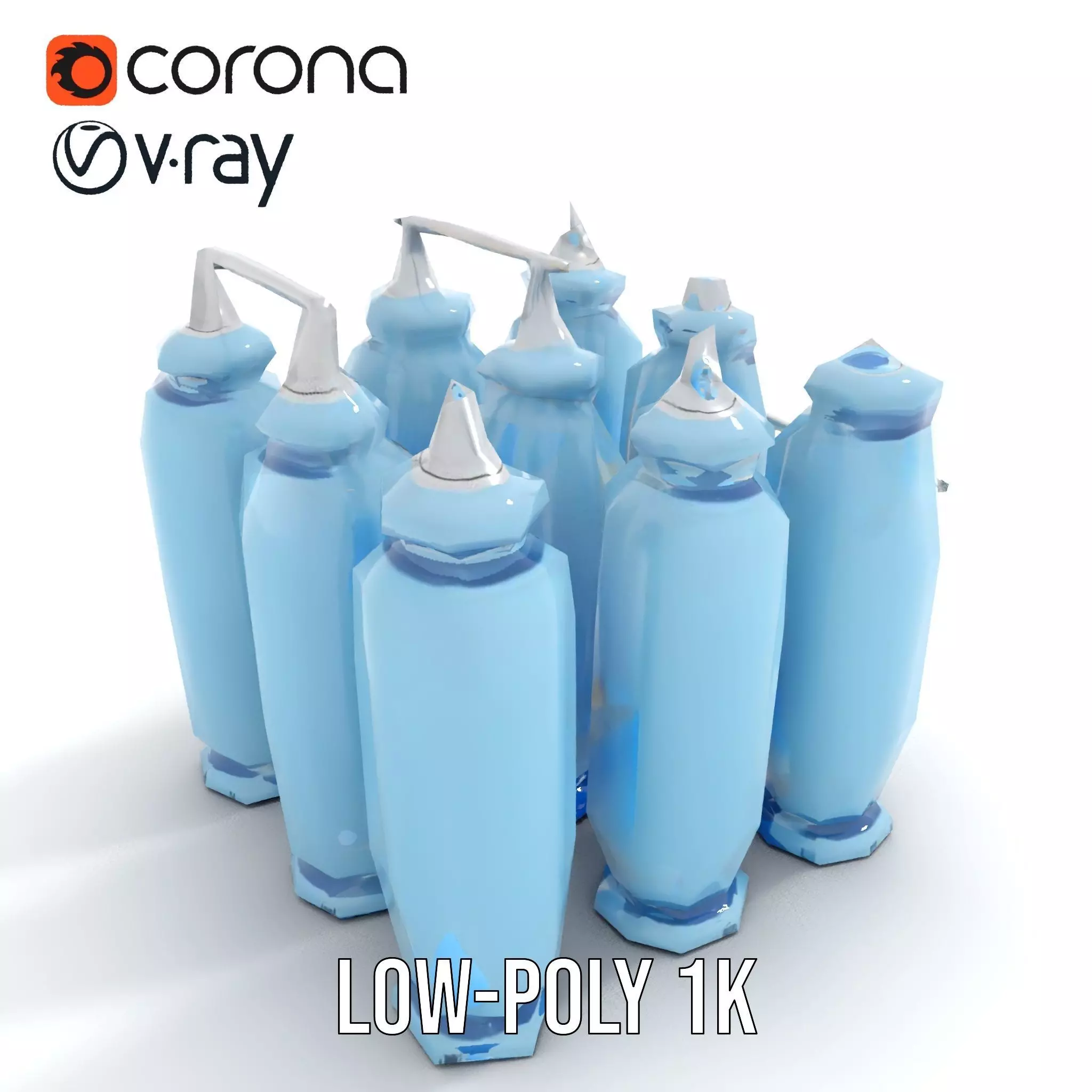 Industrial Blue Filter Tank model pack Low-poly 3D model_9