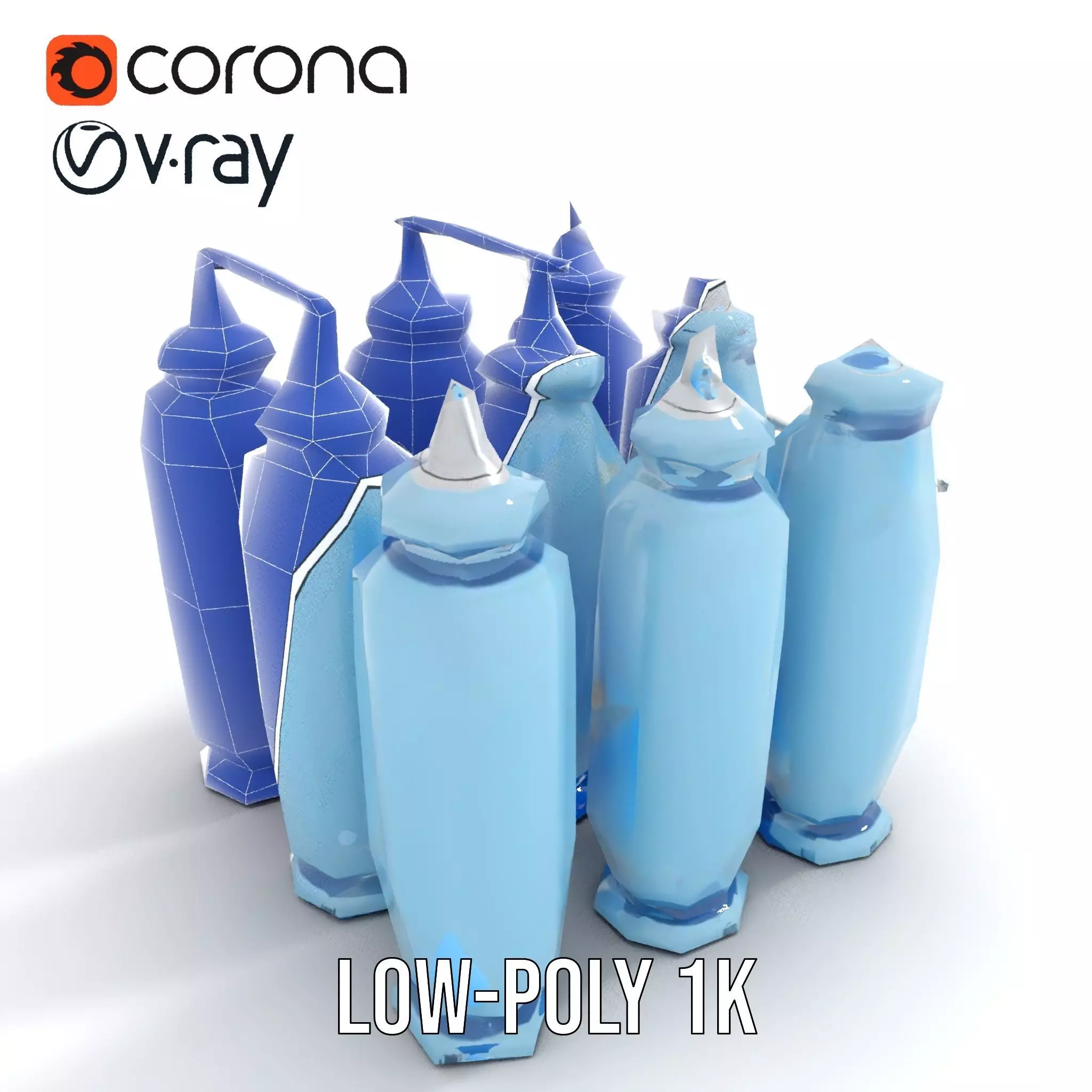 Industrial Blue Filter Tank model pack Low-poly 3D model_30