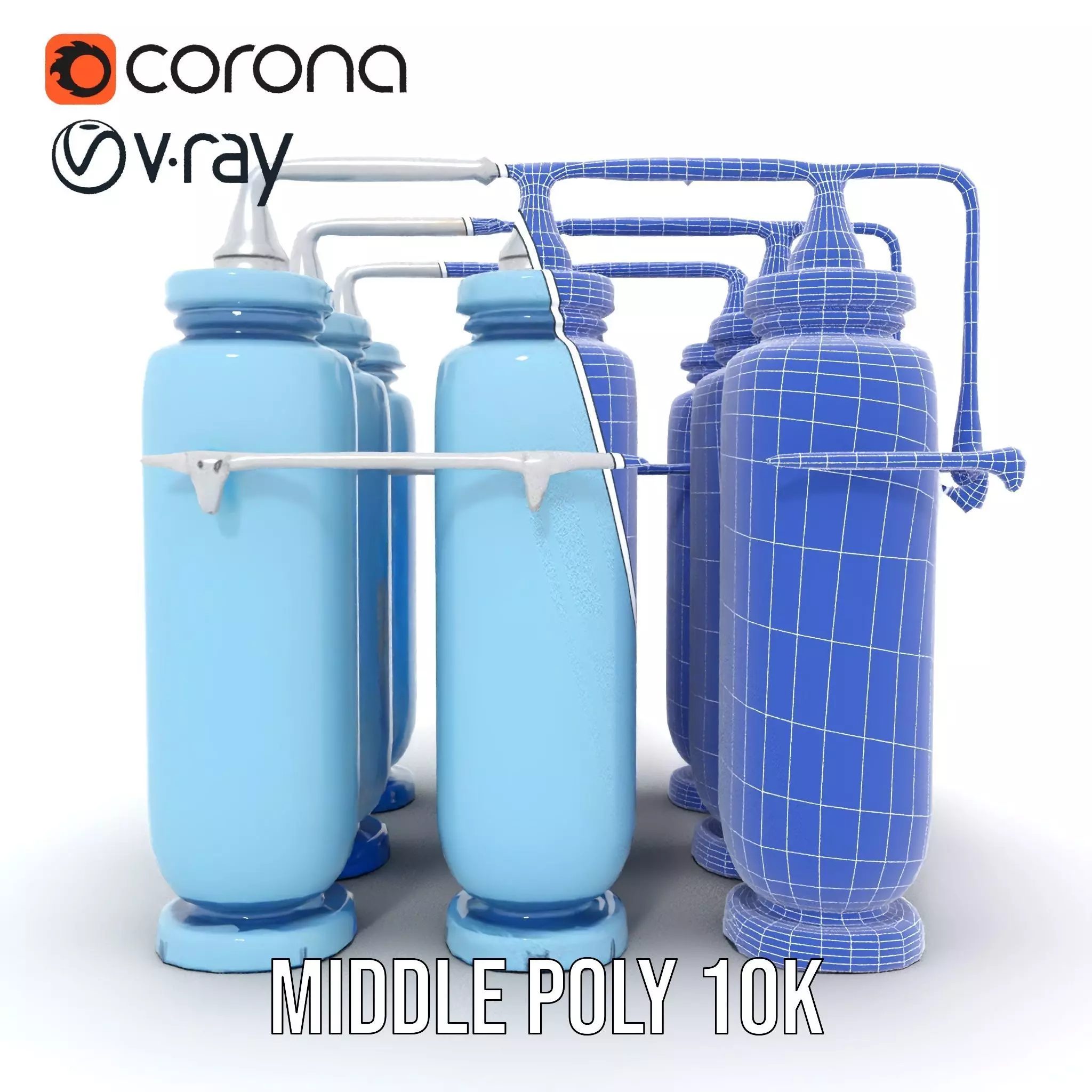 Industrial Blue Filter Tank model pack Low-poly 3D model_29