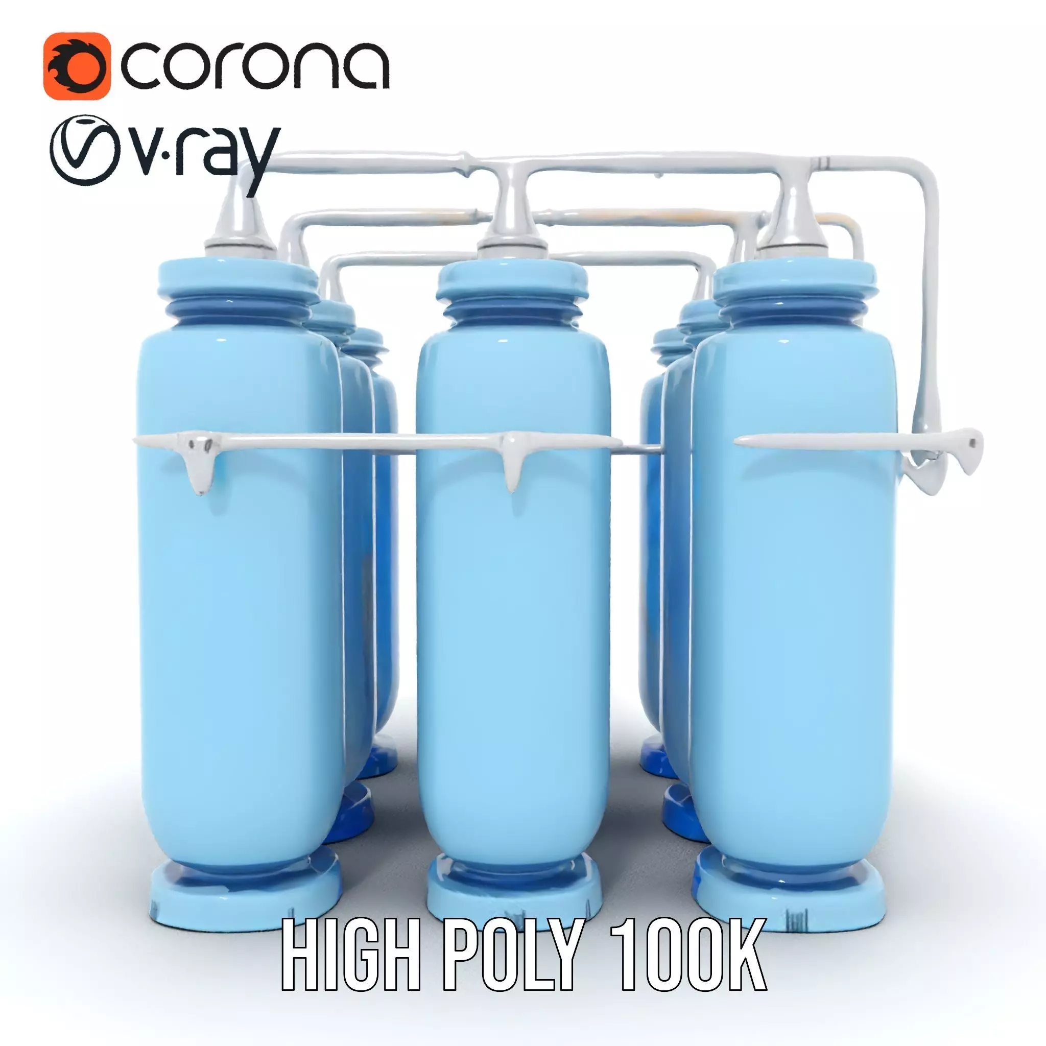Industrial Blue Filter Tank model pack Low-poly 3D model_17