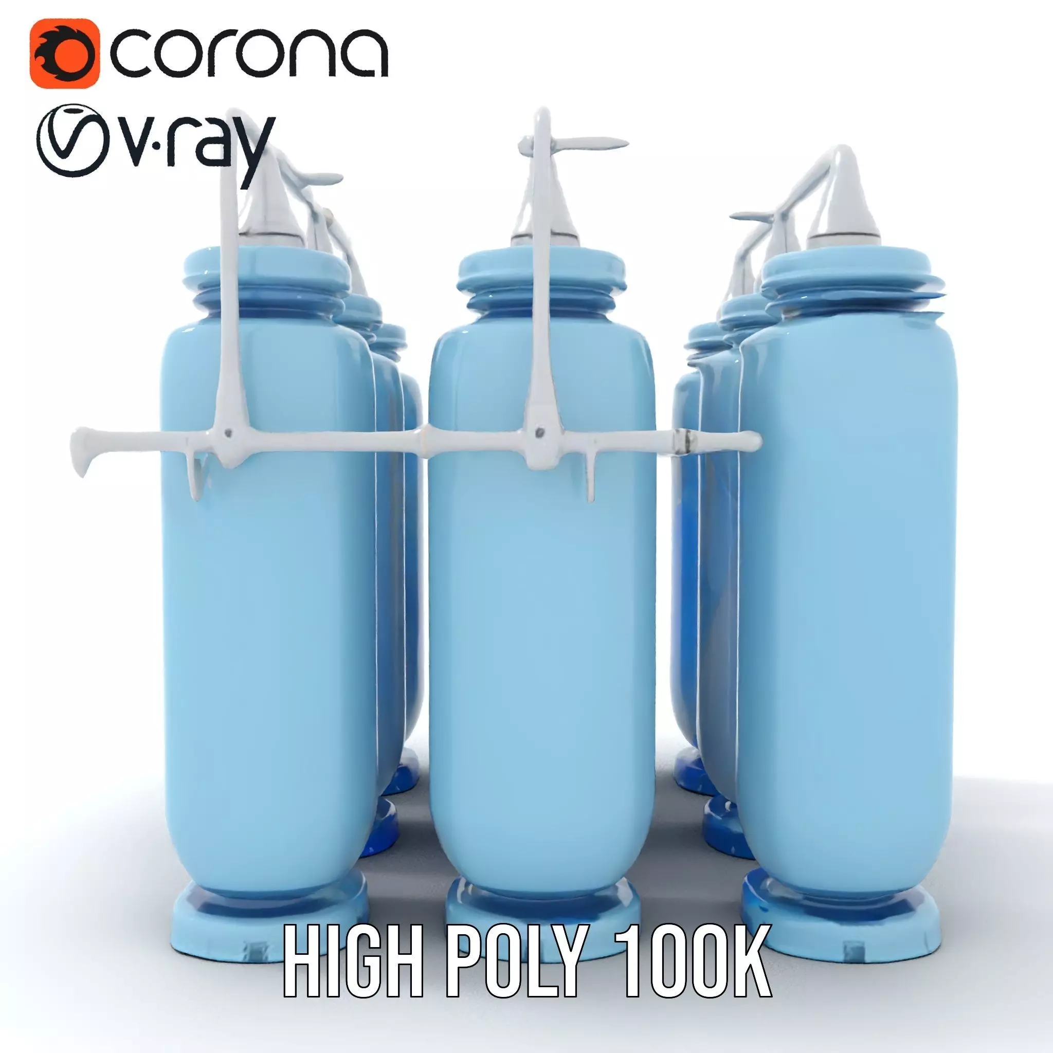 Industrial Blue Filter Tank model pack Low-poly 3D model_25