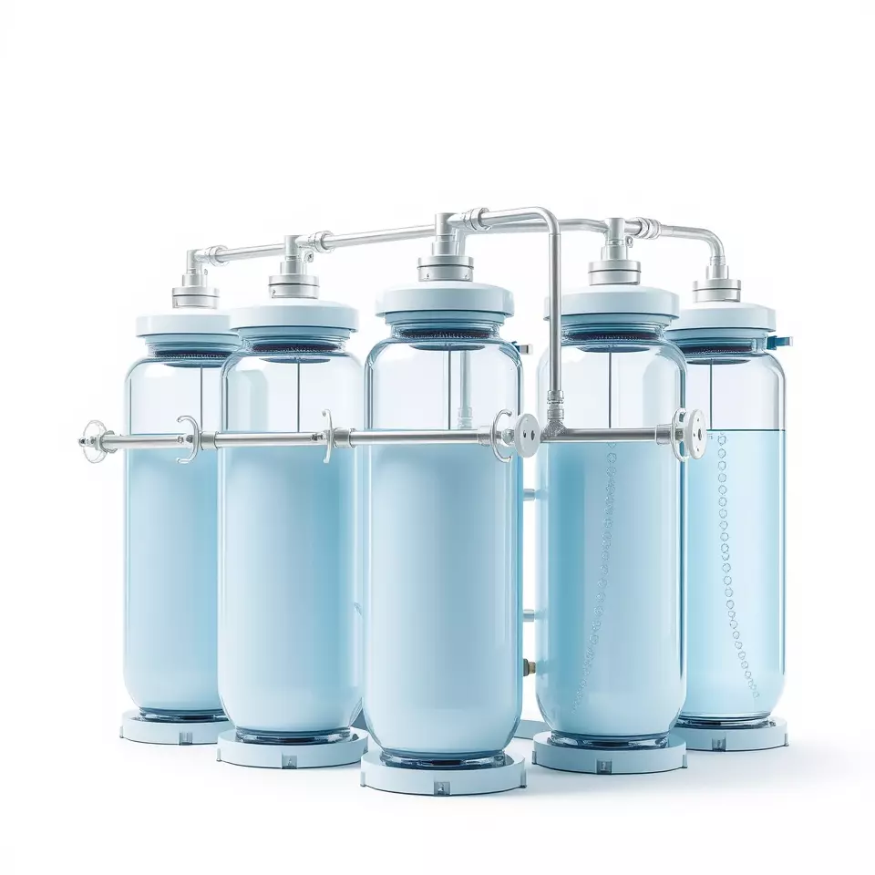 Industrial Blue Filter Tank model pack Low-poly 3D model_2