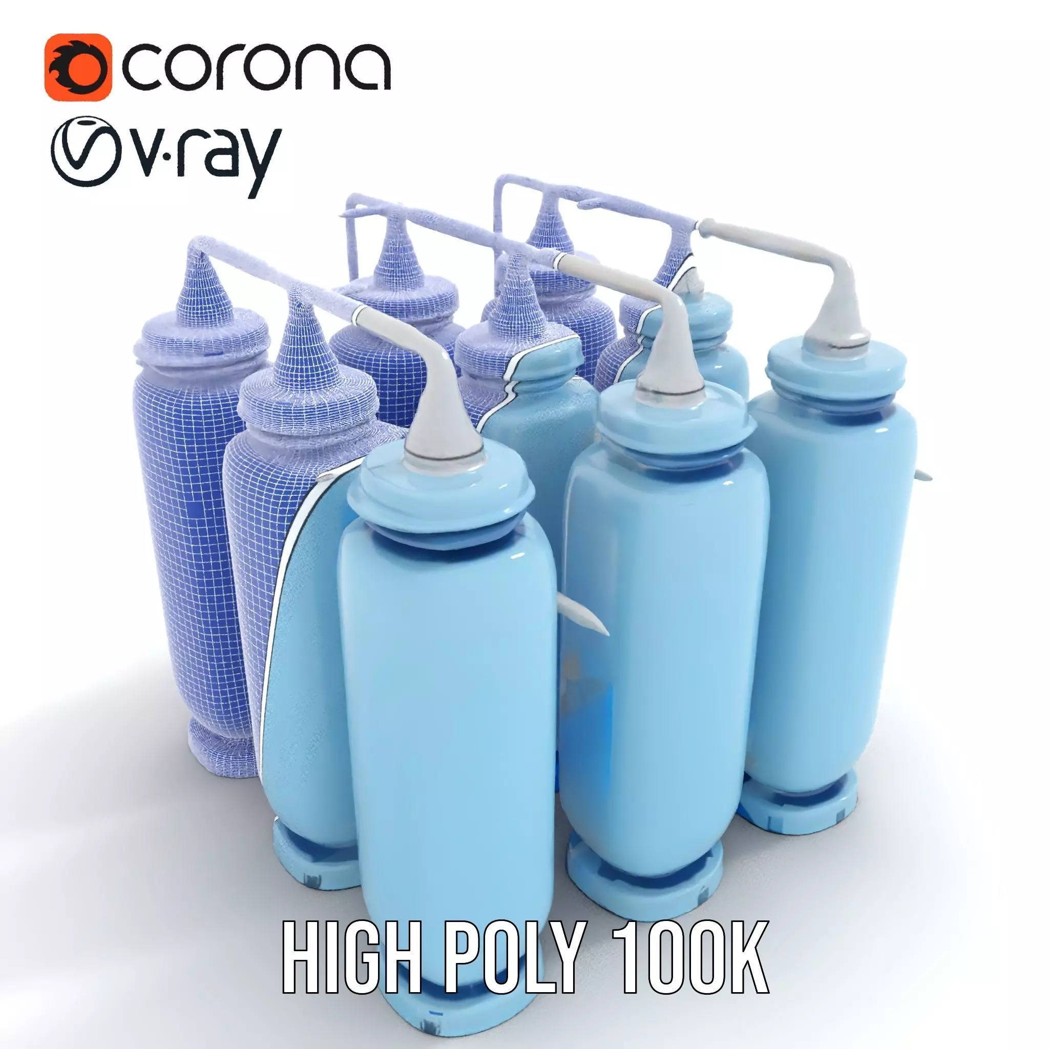 Industrial Blue Filter Tank model pack Low-poly 3D model_31