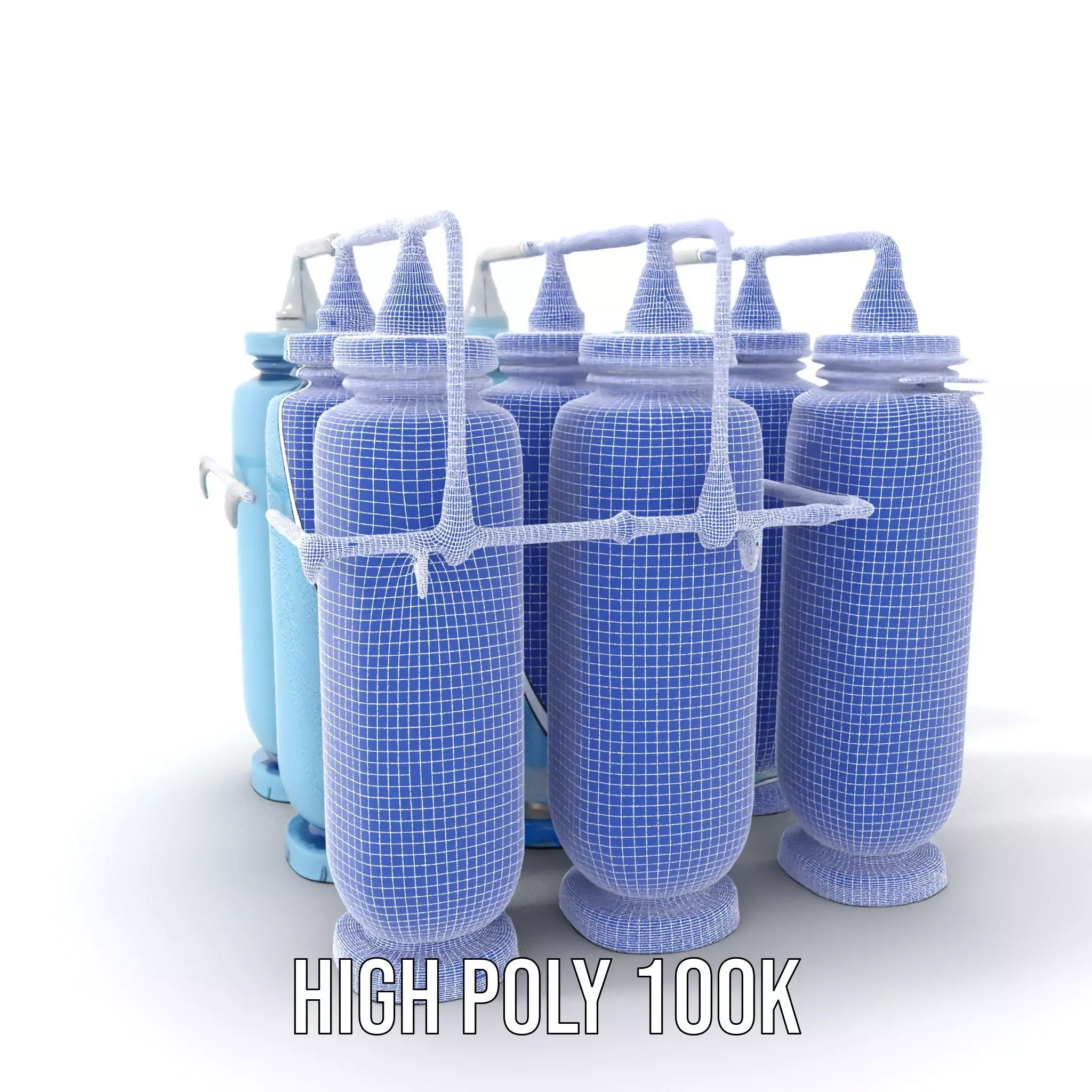 Industrial Blue Filter Tank model pack Low-poly 3D model_4