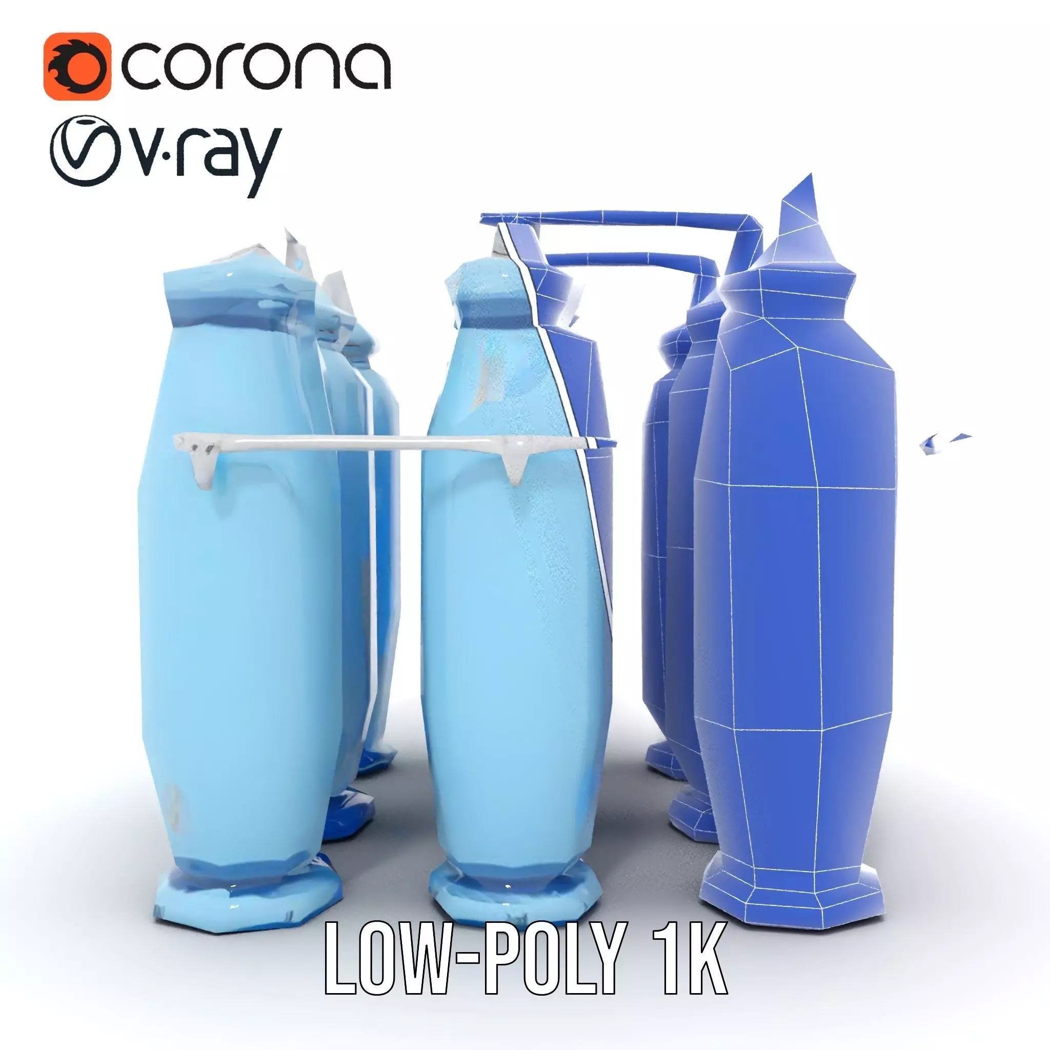 Industrial Blue Filter Tank model pack Low-poly 3D model_24