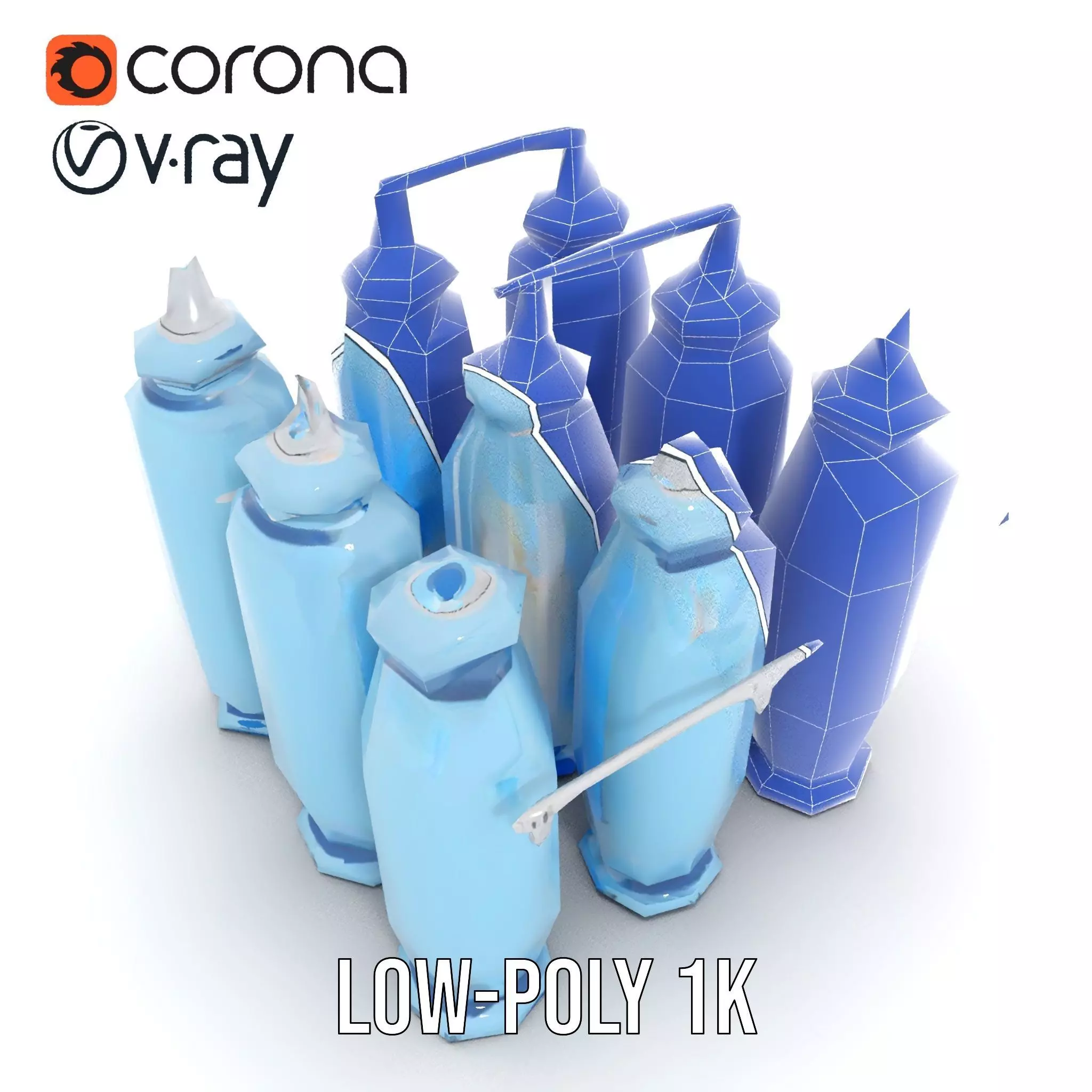 Industrial Blue Filter Tank model pack Low-poly 3D model_27