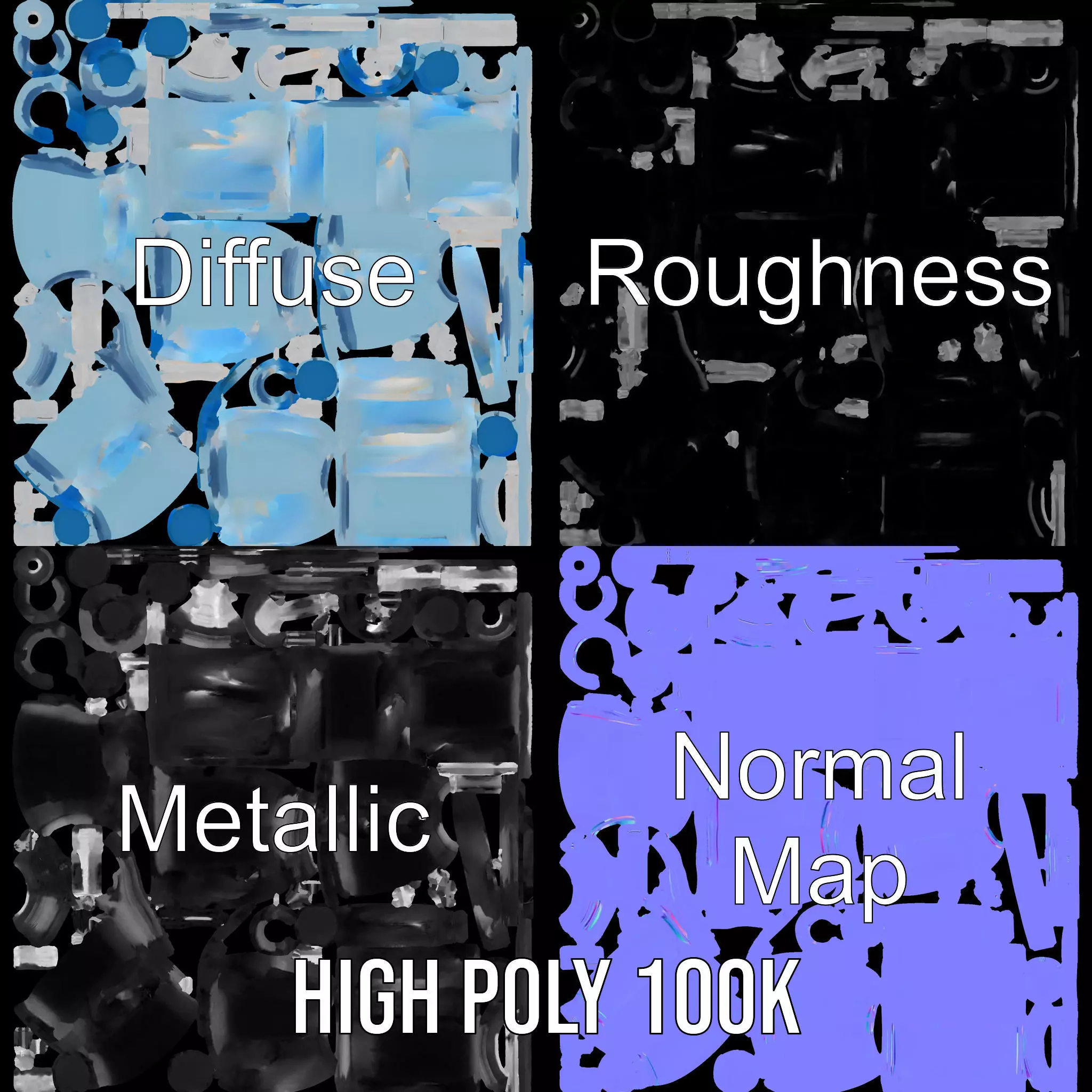 Industrial Blue Filter Tank model pack Low-poly 3D model_3