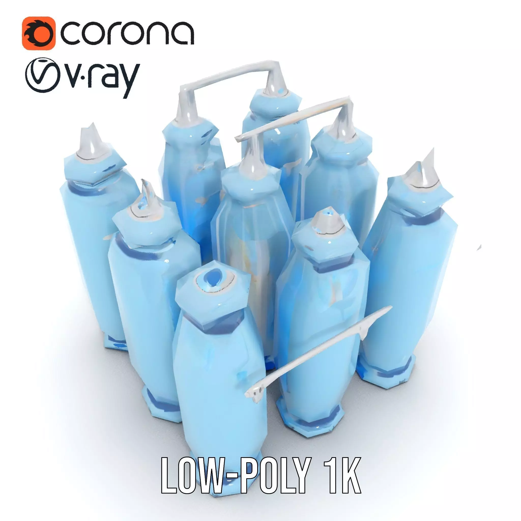 Industrial Blue Filter Tank model pack Low-poly 3D model_14