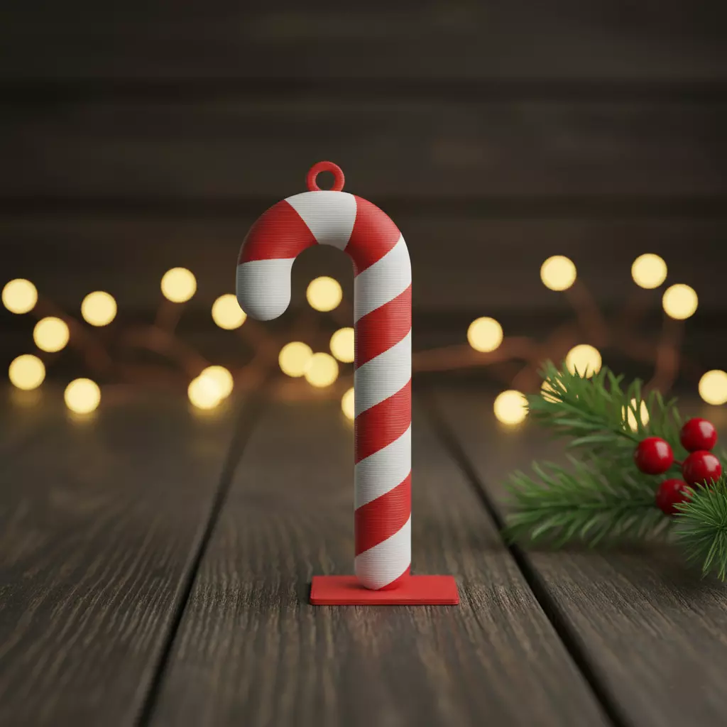 candy cane ornament 3D print model_0
