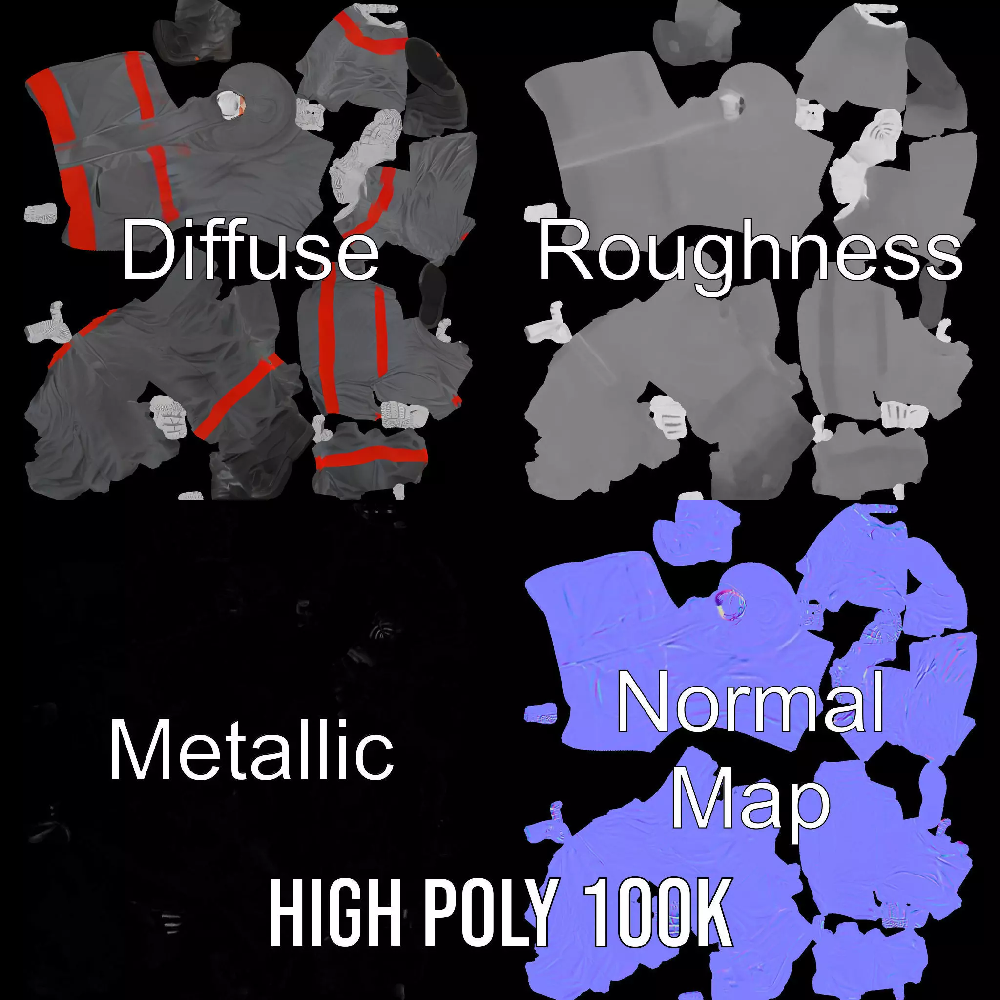 Protective Suit model pack Low-poly 3D model_3